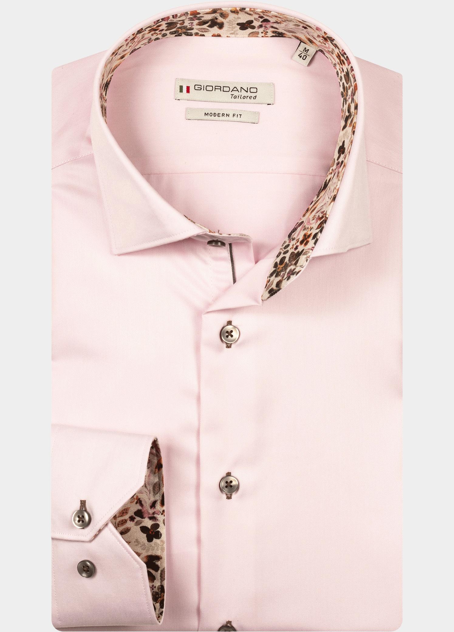 Giordano Overhemd heren Roze Locarno long sleeve semi cuta 527877/50