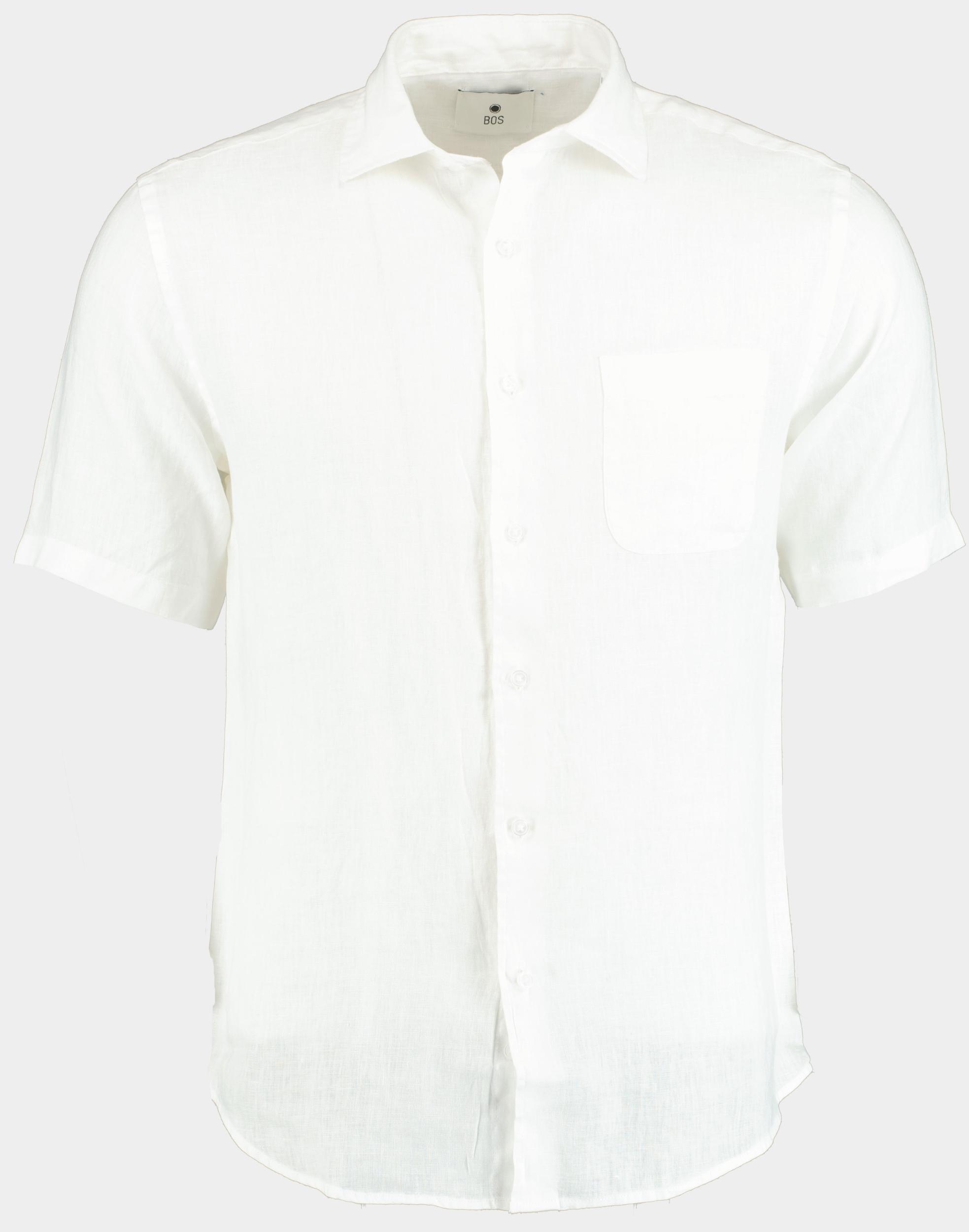 Bos Casual hemd korte mouw Wit Linnen shirt KM 42570011J/100 White
