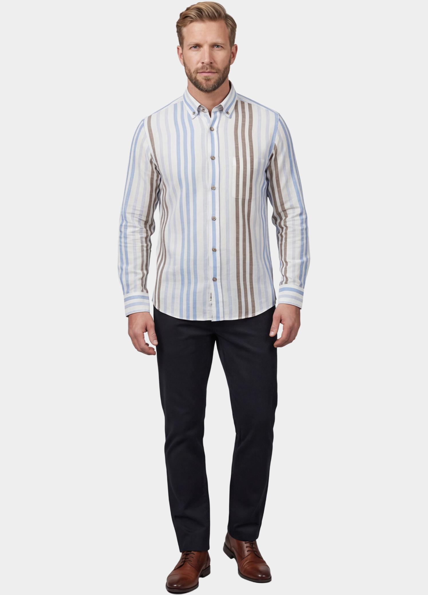 Giordano Overhemd heren Blauw Ivy Long Sleeve Button Down S 617109/61
