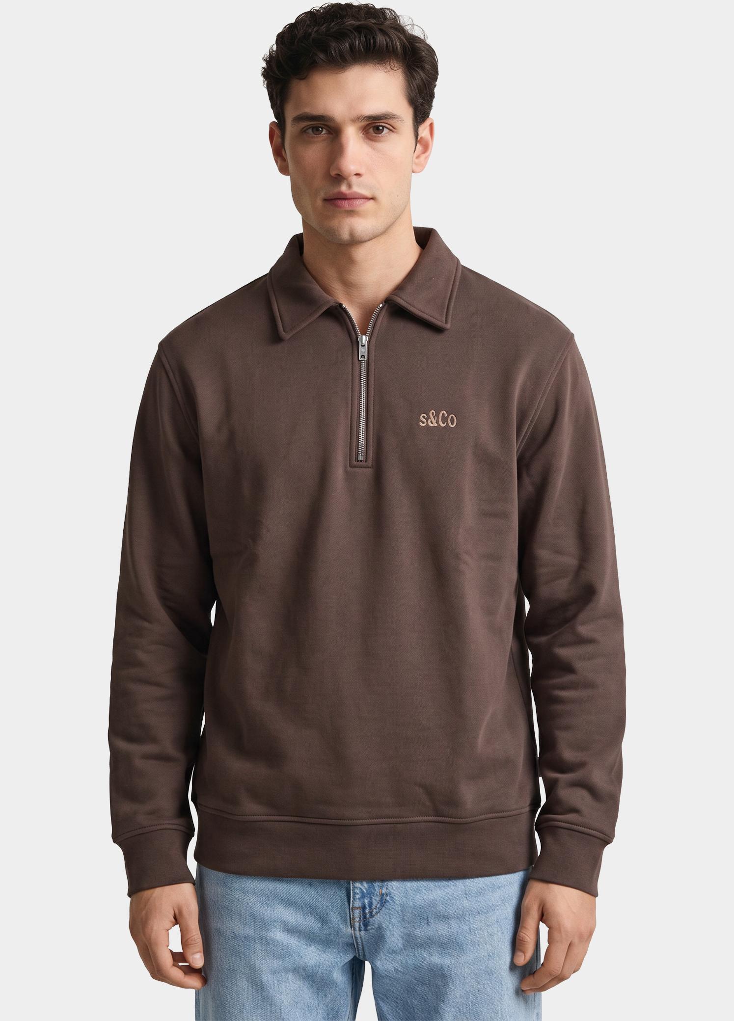 Supply & Co. half zip sweater heren Bruin Aarav Halfzip Sweat SCO26312AA07/2004