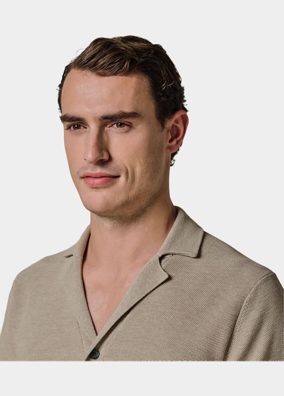 Profuomo overhemd korte mouw heren Beige  PPXD10032/C