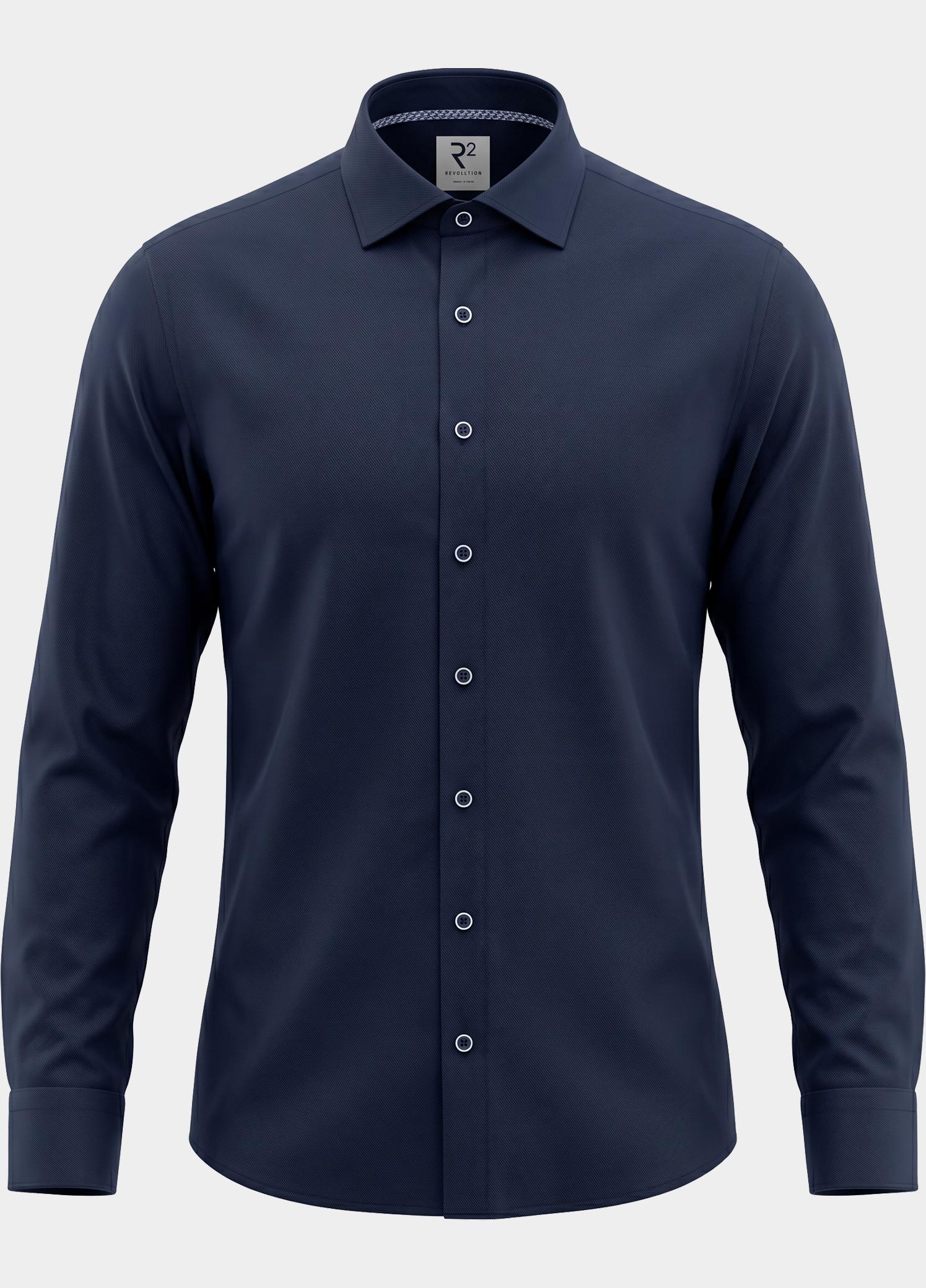 R2 Amsterdam Casual hemd lange mouw Blauw Widespread NOS.TWILL.003/000010