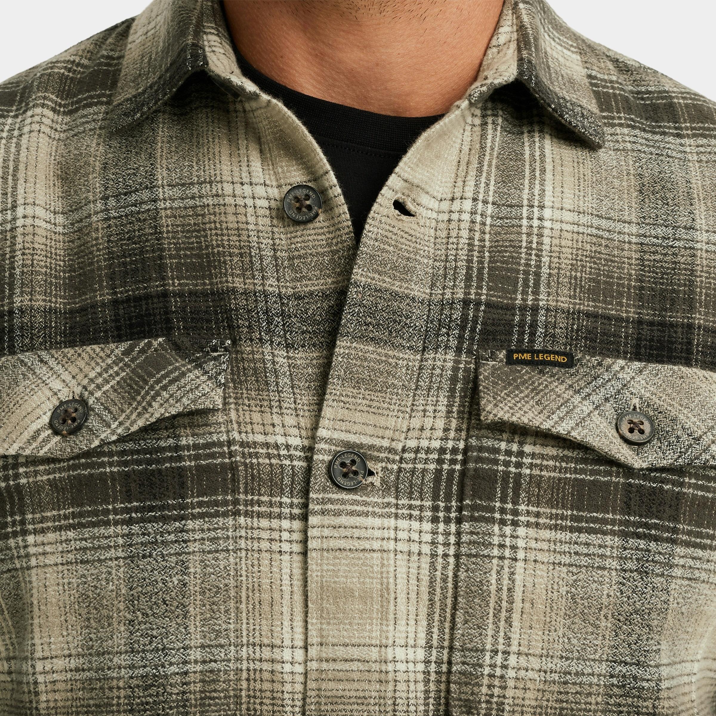 PME Legend Overshirt Bruin LONG SLEEVE SHIRT Brushed Gri PSI2509244/8011