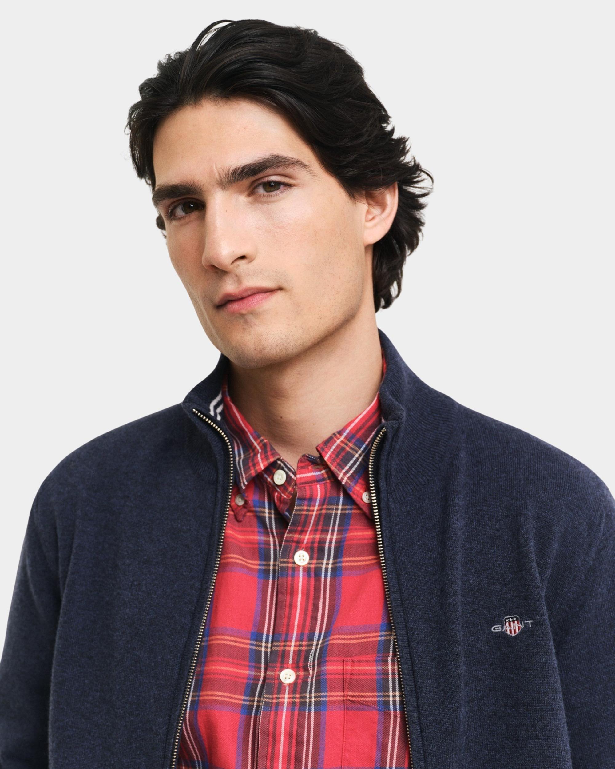 Gant Vest Blauw SUPERFINE LAMBSWOOL ZIP CARDI 87214/480
