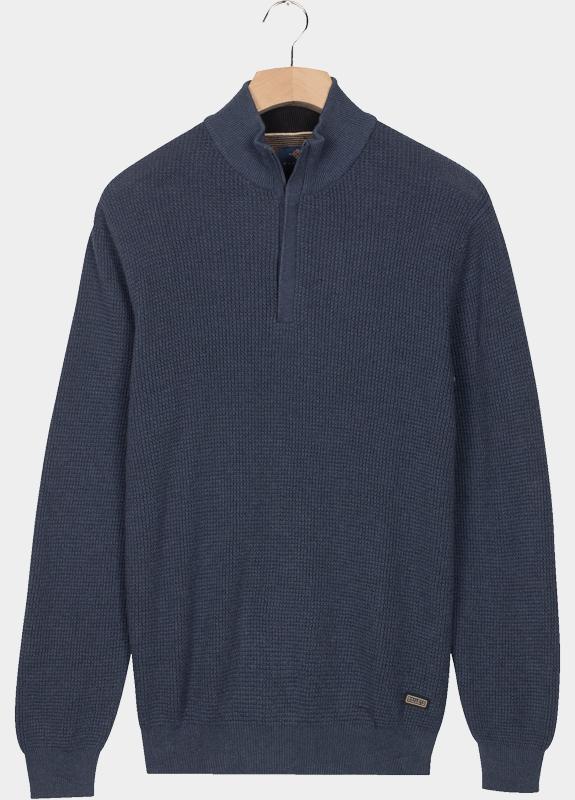 Baileys Half Zip Blauw Pullover 1/2 zip  9gg structu 528416/675