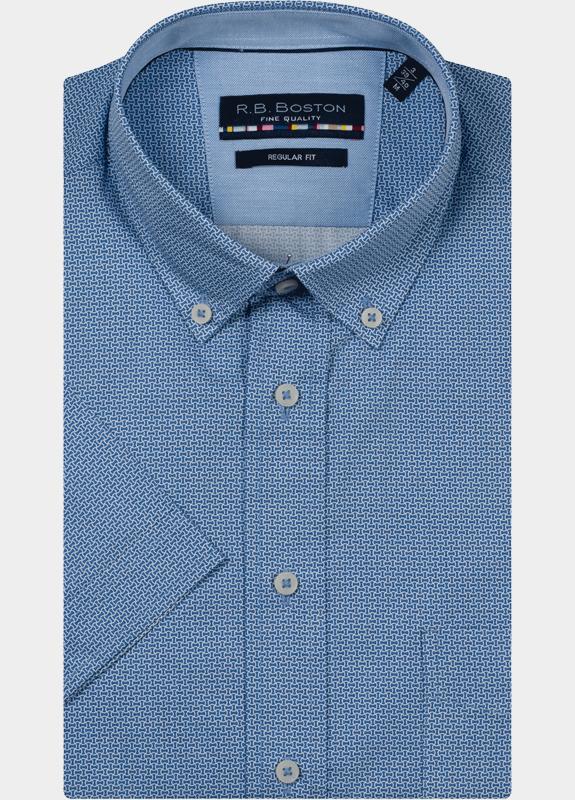 R.B. Boston overhemd korte mouw heren Blauw Marshall SS Button Down 616670/64