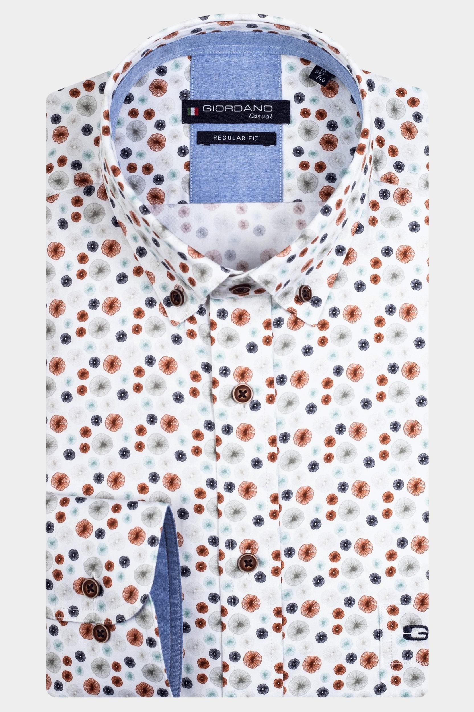 Giordano Casual hemd lange mouw Bruin Ivy Coral Print 417021/80