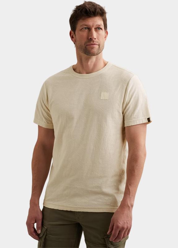 PME Legend T-shirt korte mouw Beige Short sleeve r-neck jacquard PTSS2604564/7001