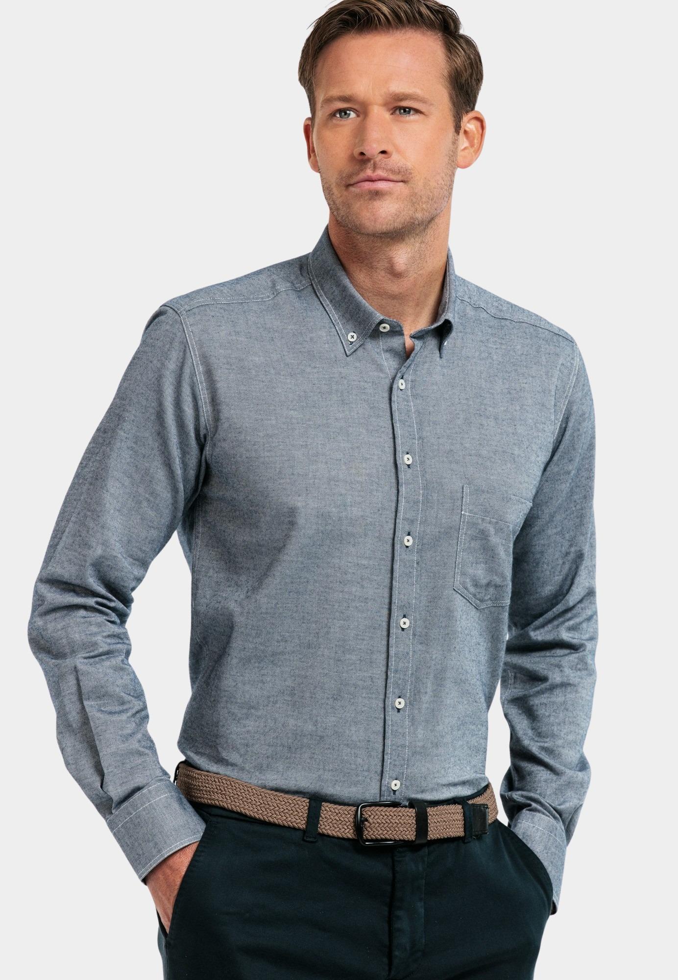 Giordano Casual hemd lange mouw Blauw Brando, LS Button Down  Two-T 427004/60