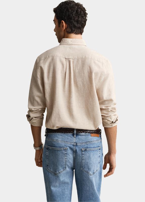Gant Overhemd heren Beige Overoverhemd van linnenmix 3250082/200