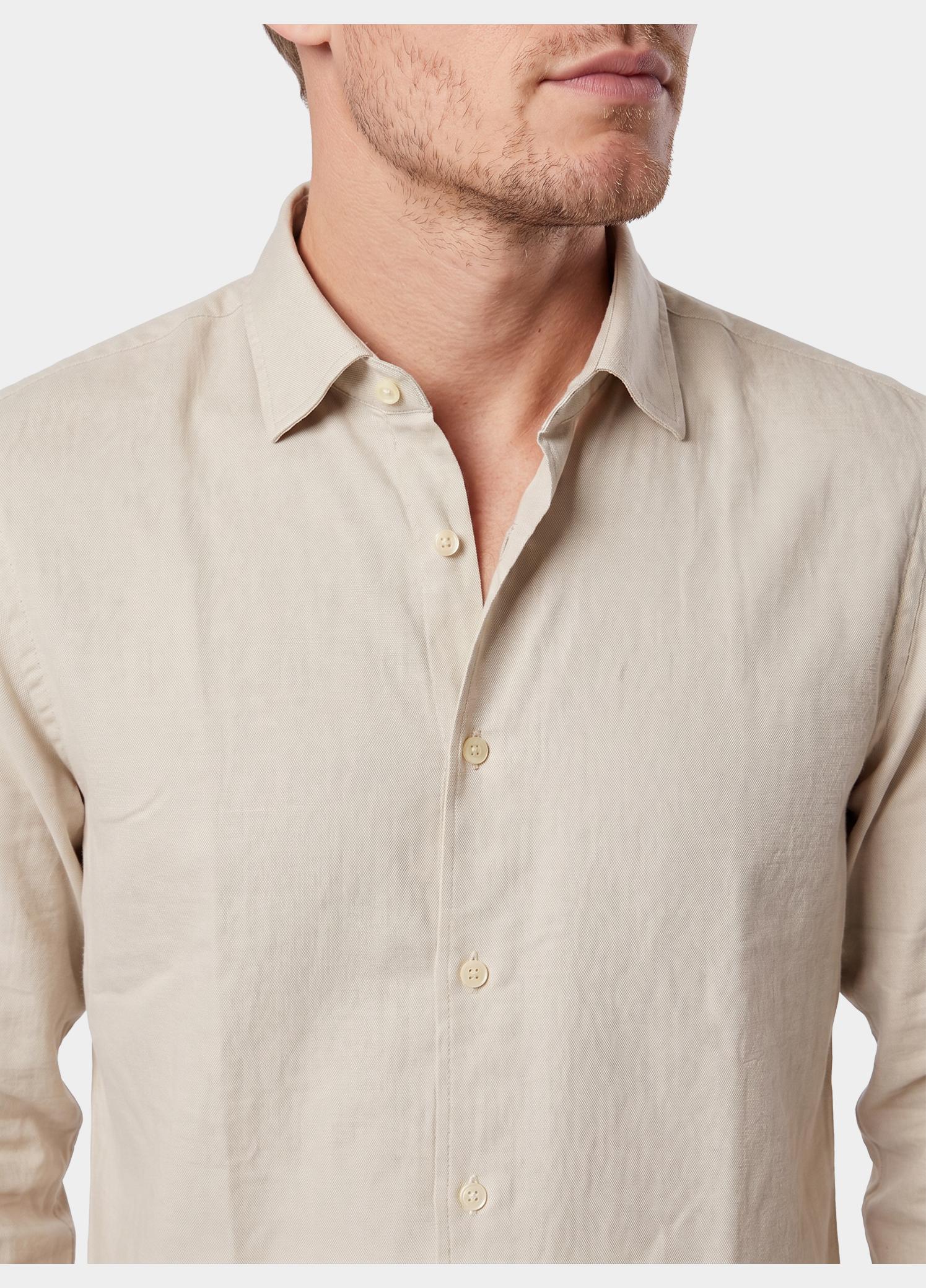 Bos Casual hemd lange mouw Beige Linnen Shirt 5405.426/607