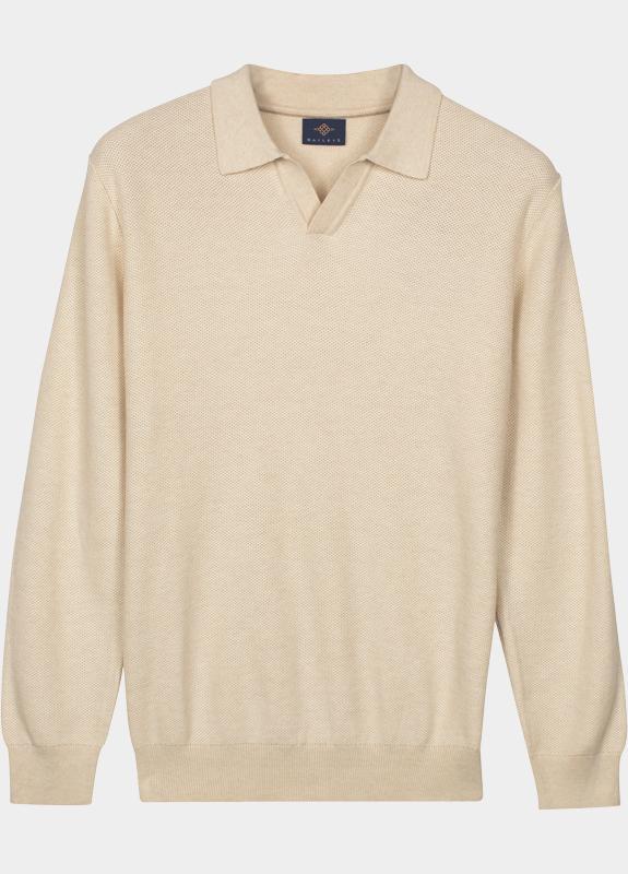 Baileys Pullover heren Beige Polo Pullover LS V-Collar 12g 618891/125
