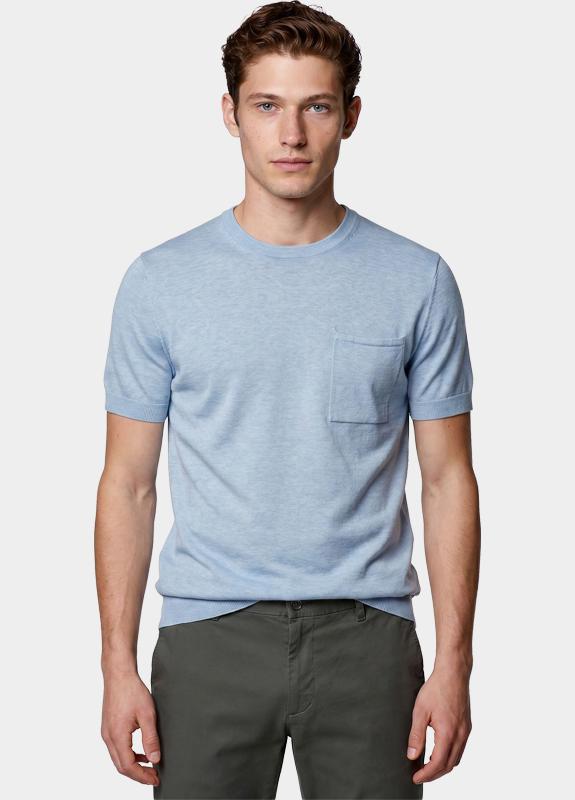 Scotland Blue T-shirt heren Blauw Yvan Knitted T-shirt Ss SPE26106YV09SB/4003