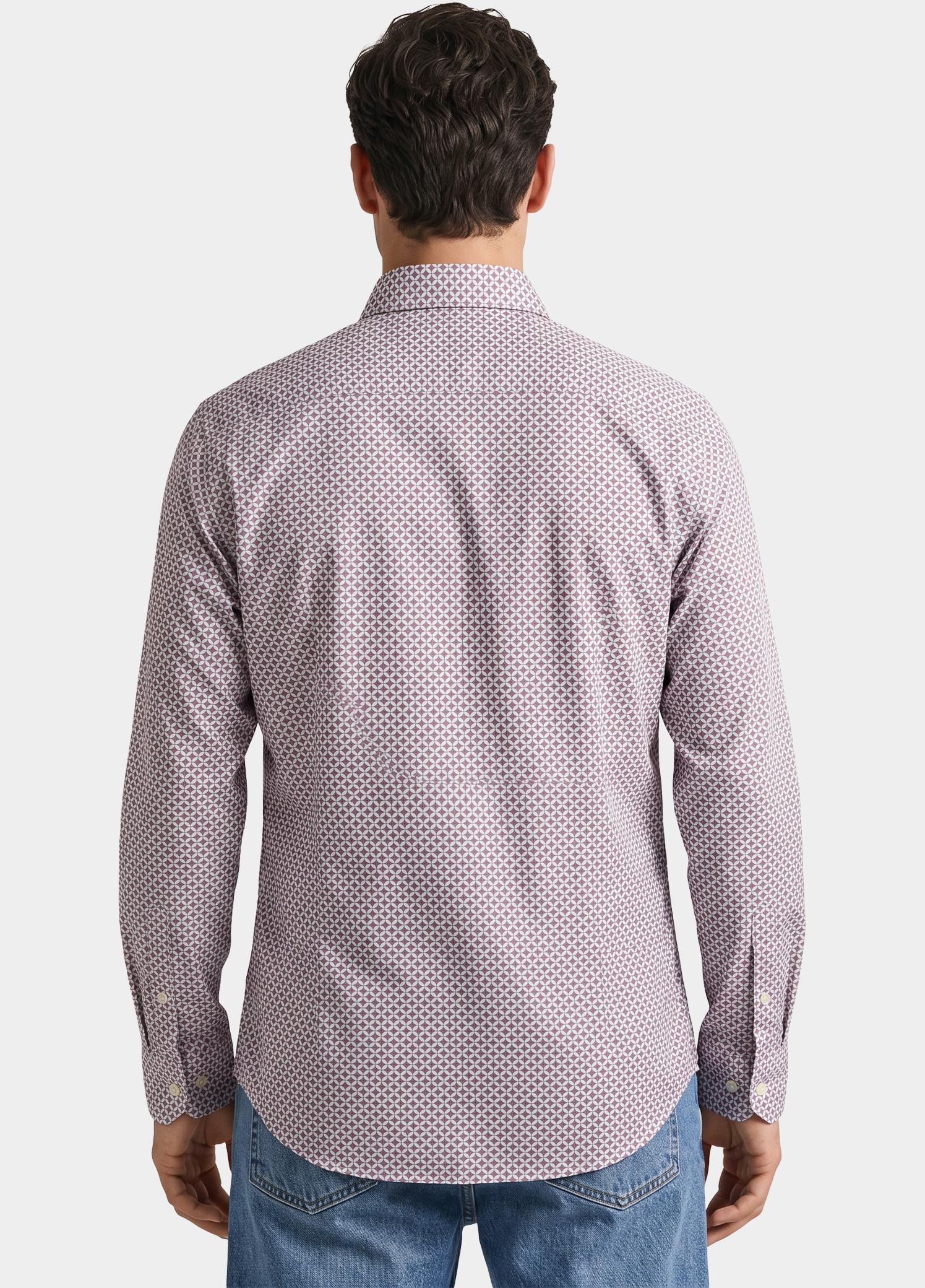 R2 Amsterdam Overhemd heren Paars Printed single technical knit 134.WSP.008/084