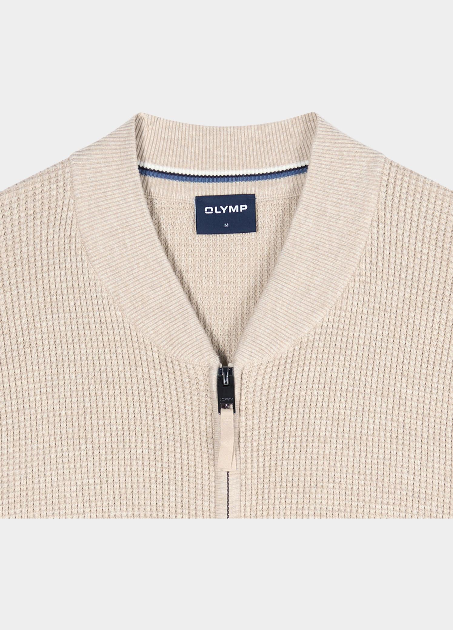 Olymp Vest heren Beige Zip Jacke Strick 536226/20