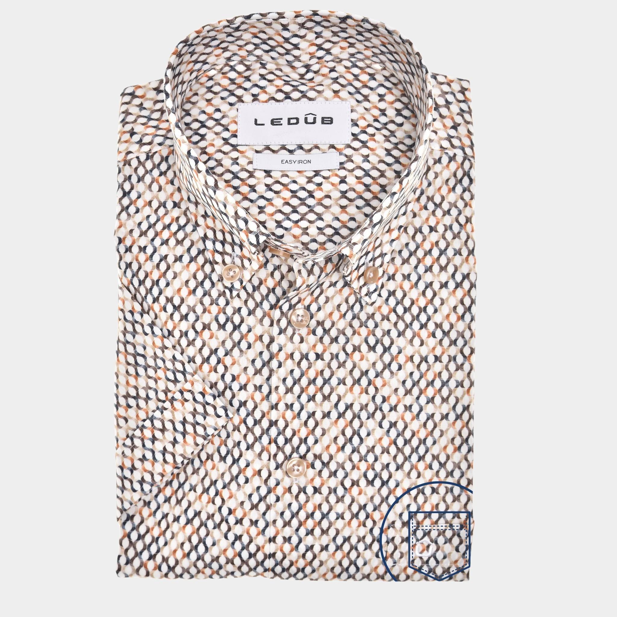 Ledub Business hemd korte mouw Bruin  0142822/630-000-000