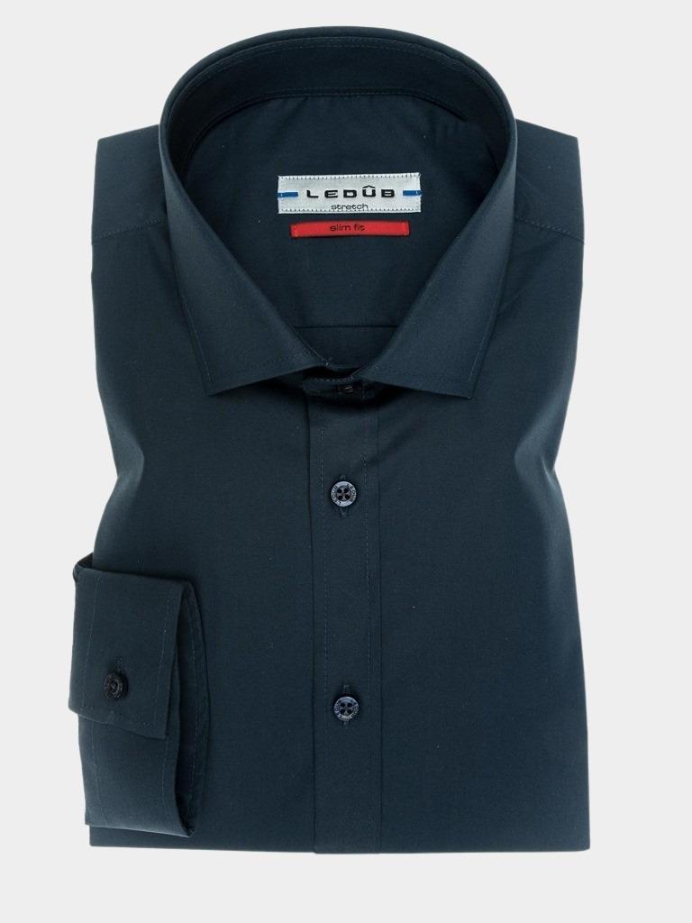 Ledub Zakelijk overhemd heren Groen Overhemd Donkerblauw Slimfit 0042510/190000