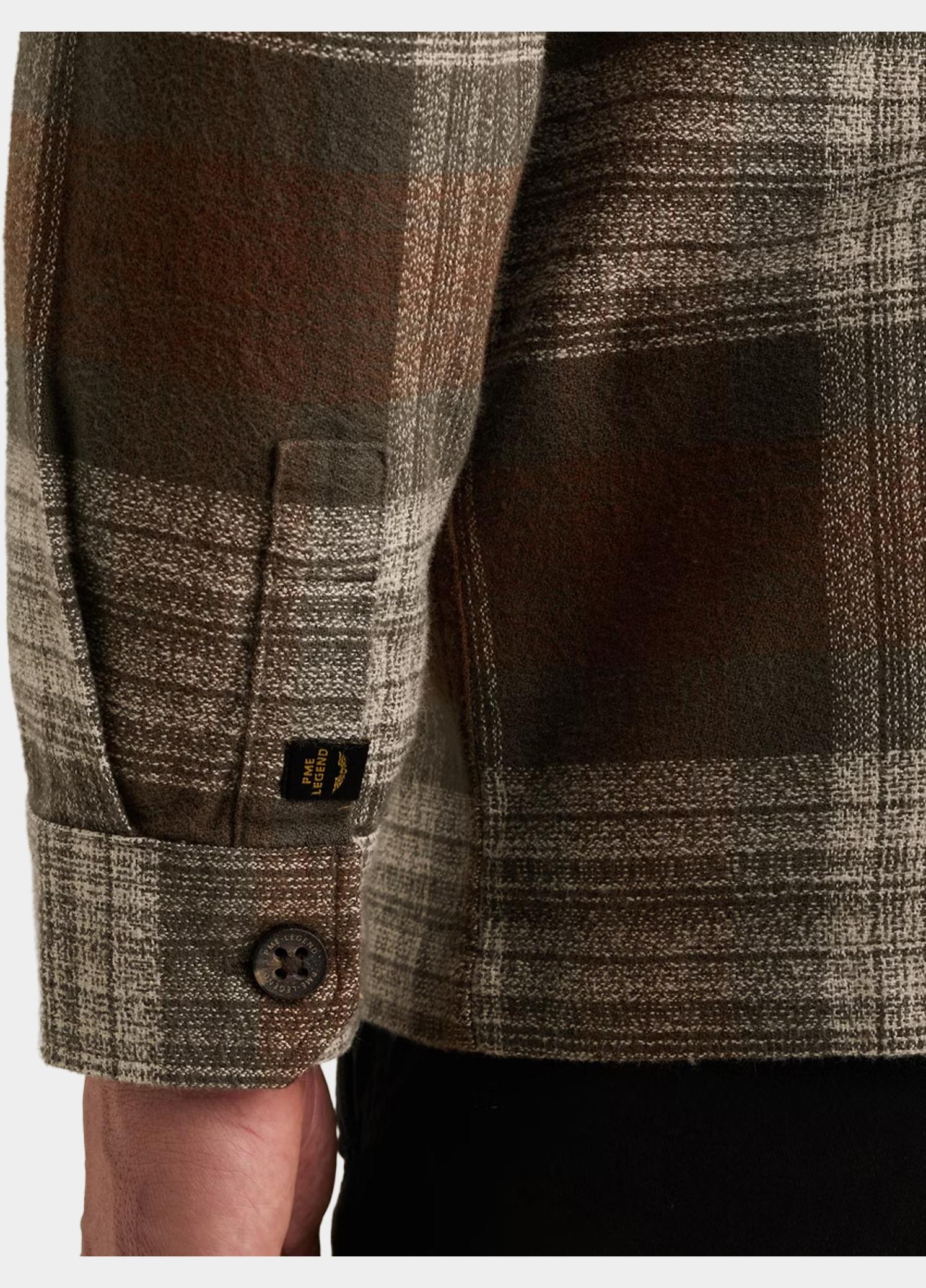 PME Legend Overhemd heren Bruin Long sleeve shirt Shadow Grin PSI2609264/8168