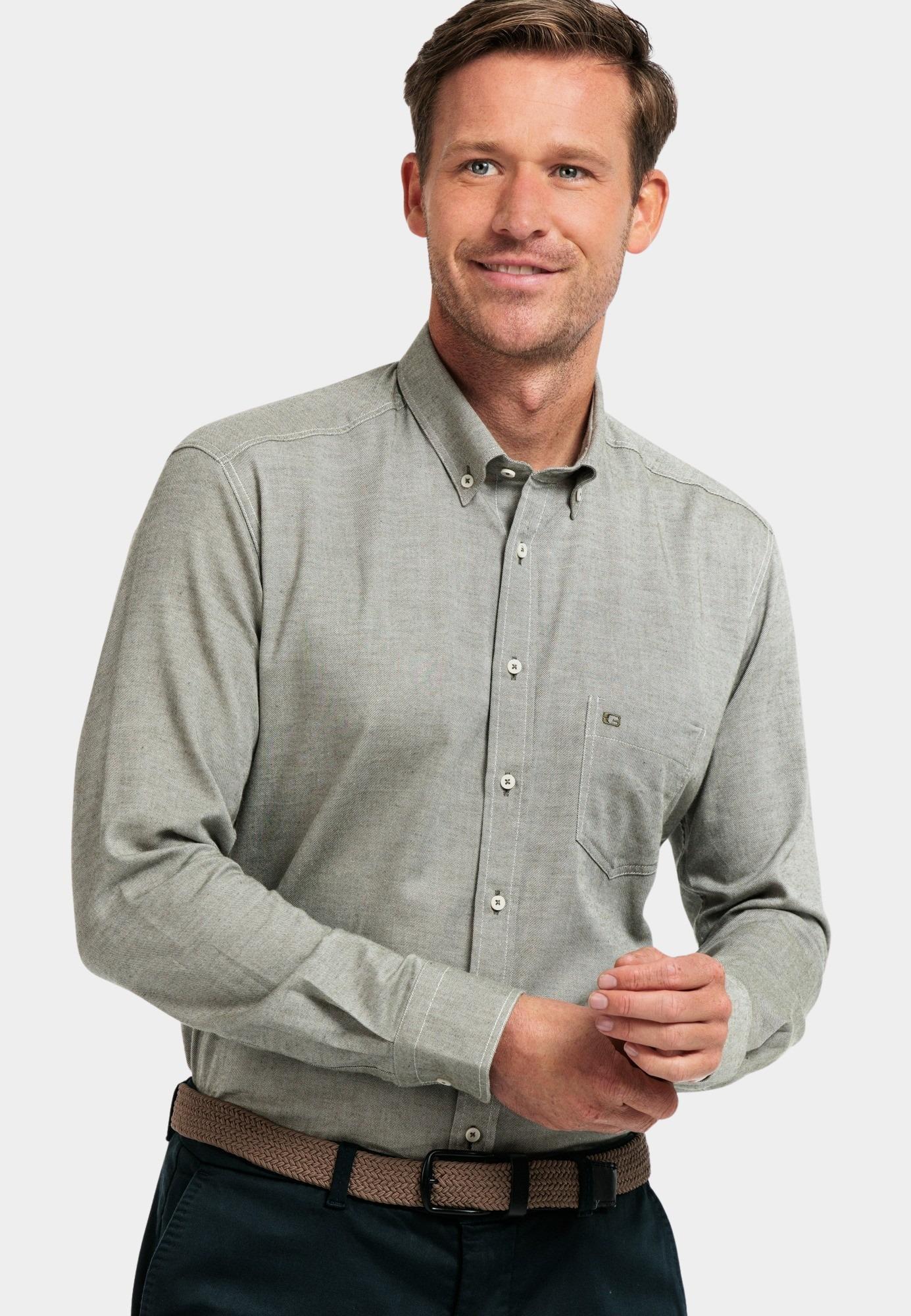 Giordano Casual hemd lange mouw Groen Brando, LS Button Down  Two-T 427004/70