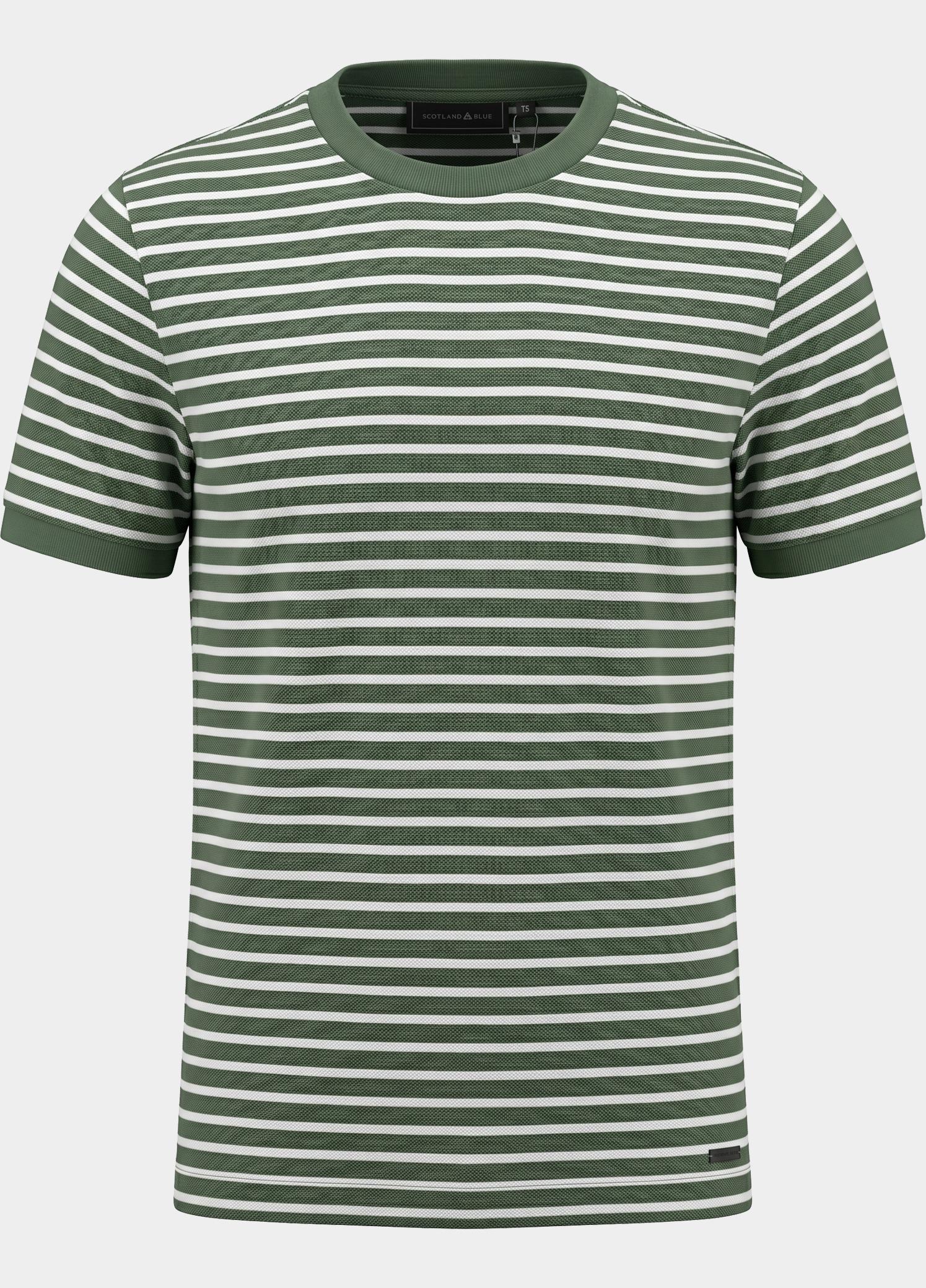 Scotland Blue T-shirt korte mouw Groen Isaac Stripe T-shirt Pique 25108IS18/361 sea green