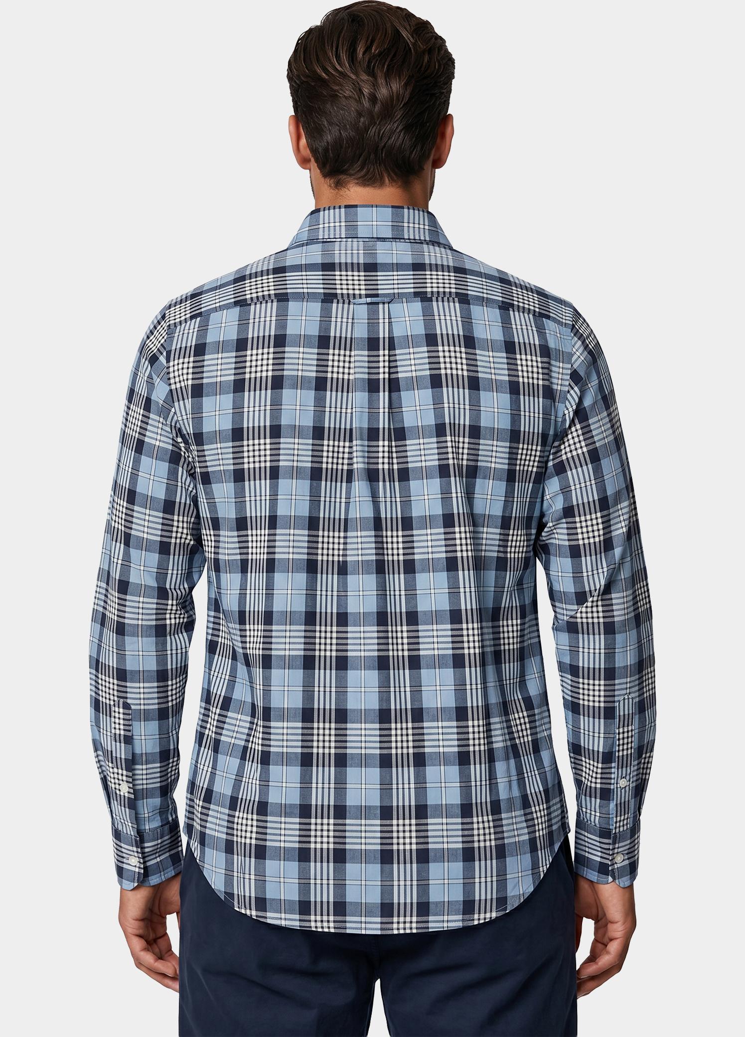 Gant Overhemd heren Blauw Checked Melange Poplin Shirt 3262006/901