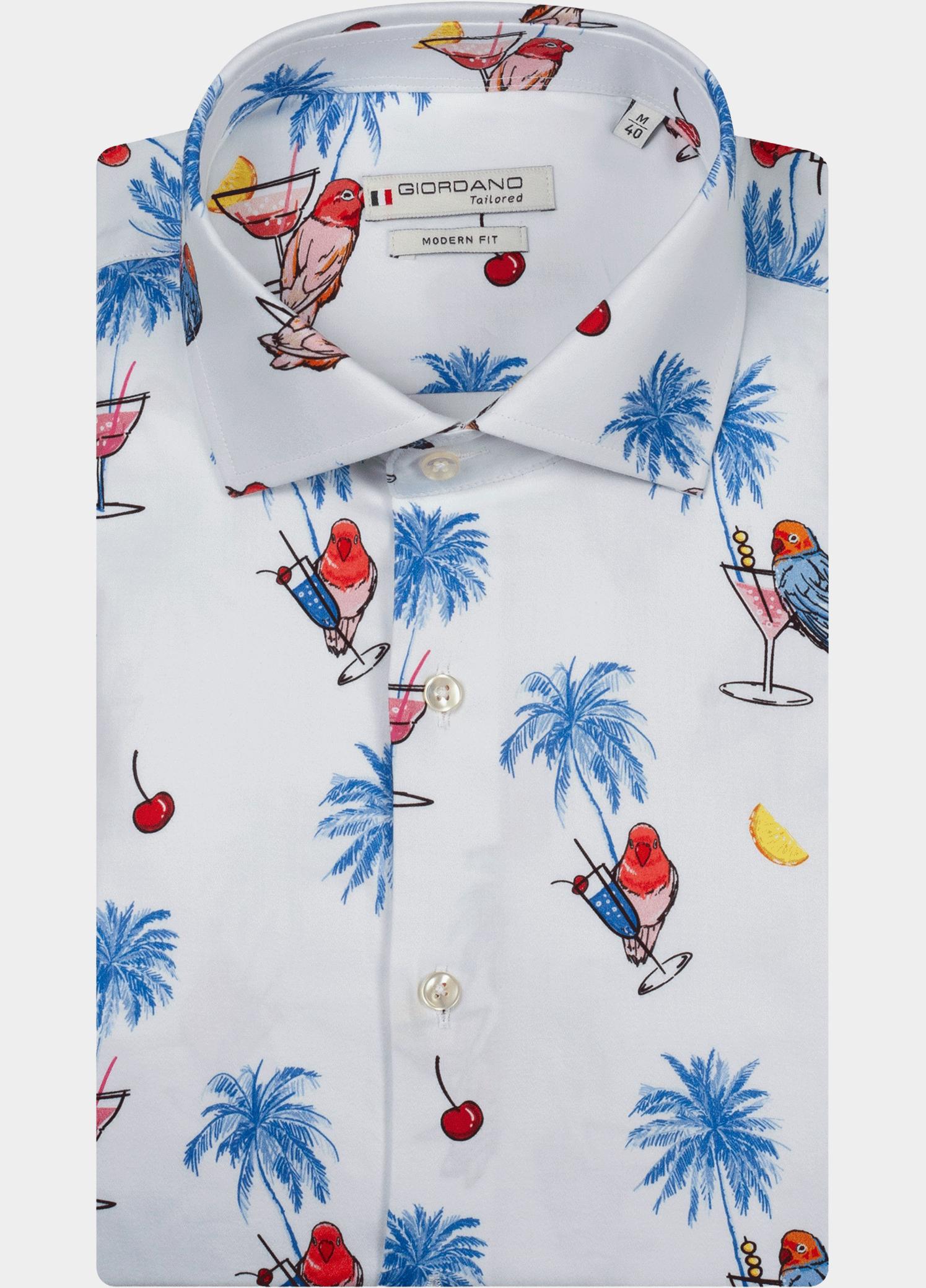 Giordano overhemd korte mouw heren Blauw Lago Short Sleeve Semi Cutawa 616890/61