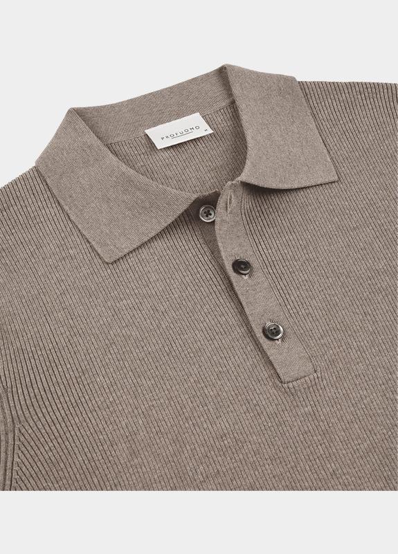 Profuomo Polo lange mouw Bruin  PPWJ10003/B