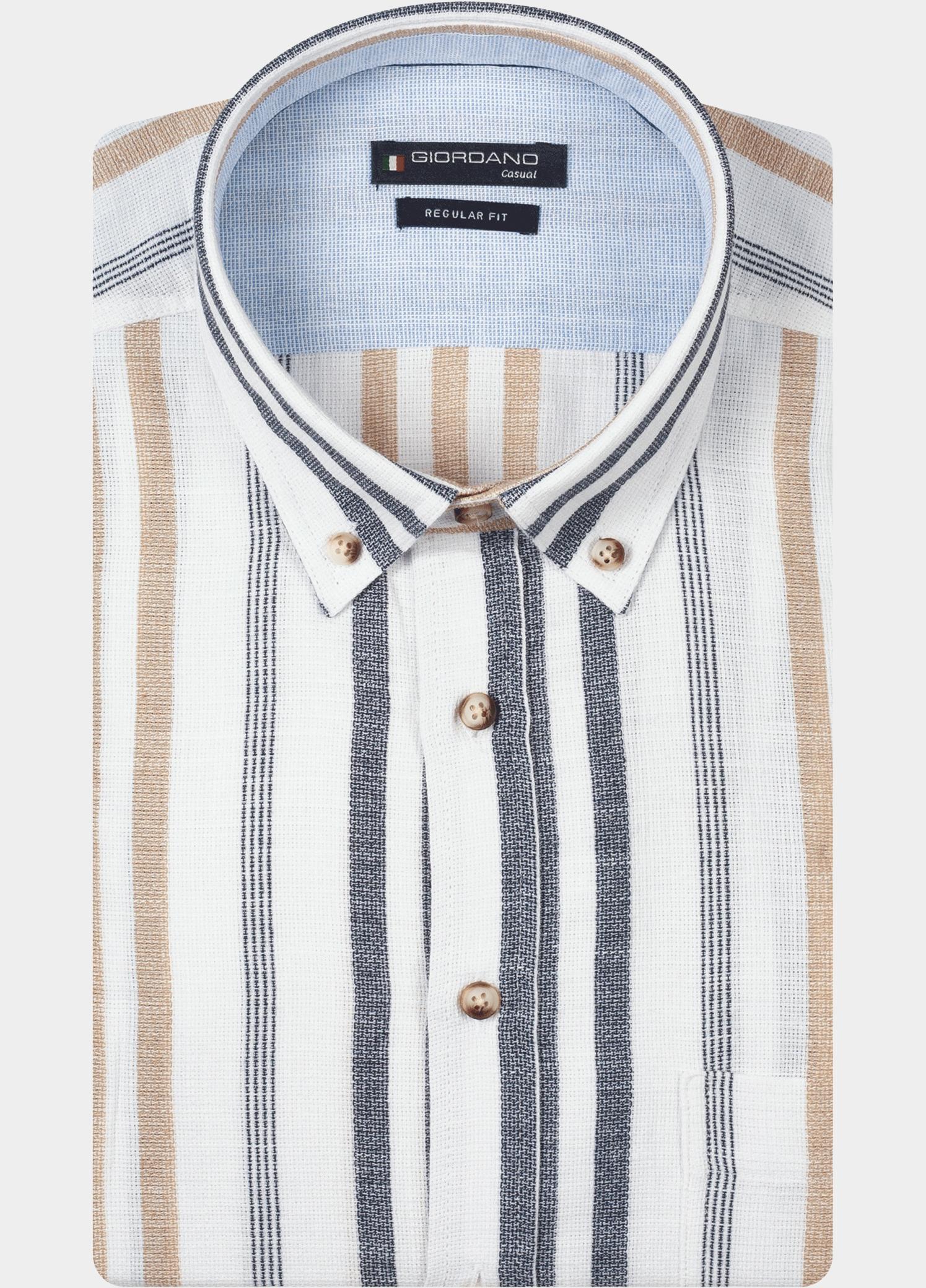 Giordano overhemd korte mouw heren Blauw League Short Sleeve Button Do 616109/60