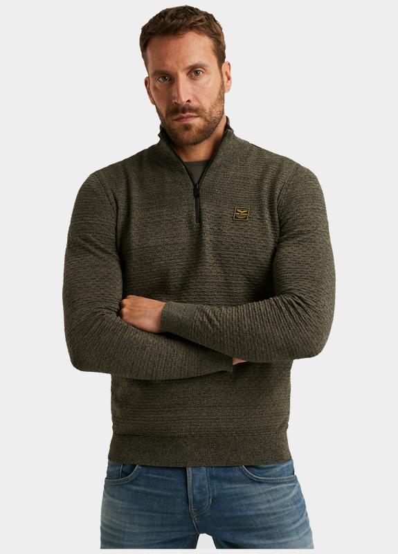 PME Legend Half Zip Groen Half zip collar cotton moulin PKW2510301/6389