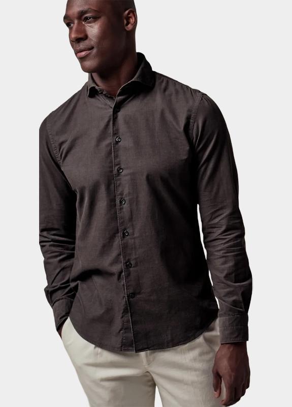 Profuomo Business hemd lange mouw Bruin  PPVH30028/D