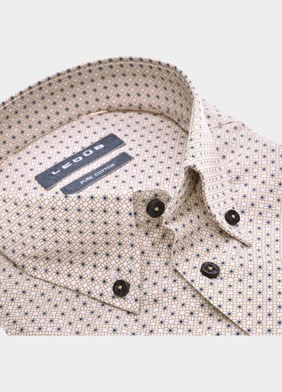 Ledub Business hemd korte mouw Bruin  0701927/630-000-000