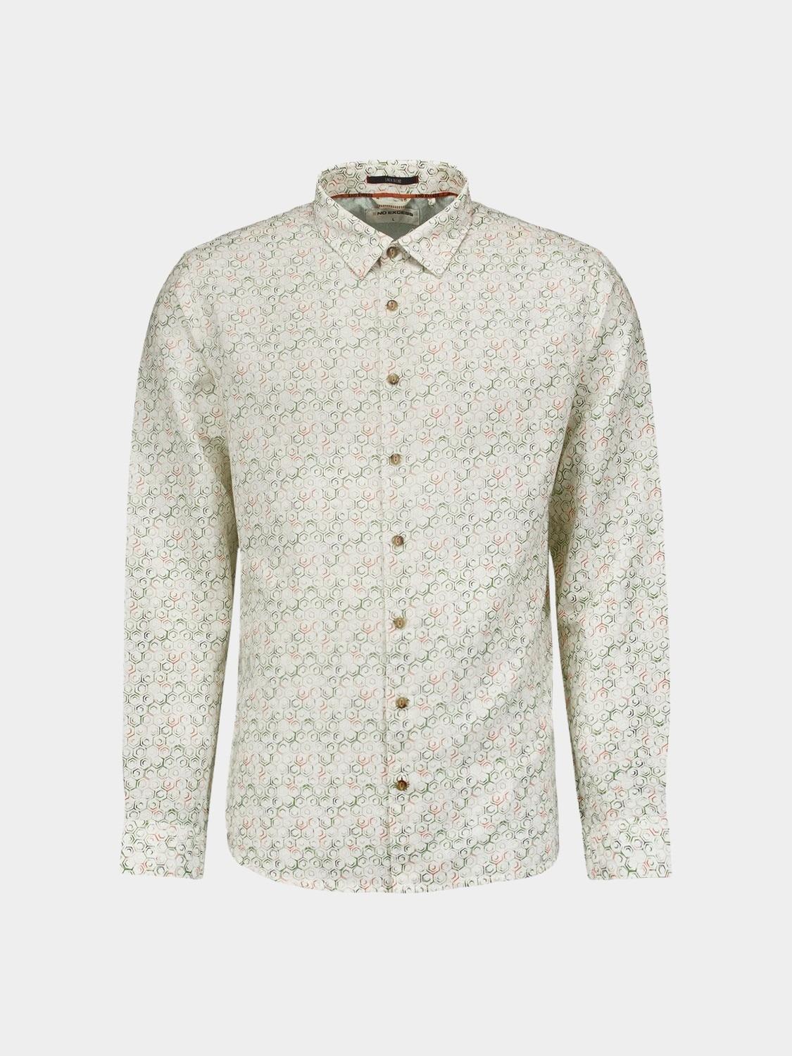 No Excess Casual hemd lange mouw Groen Shirt Allover Printed With Li 23430279/010