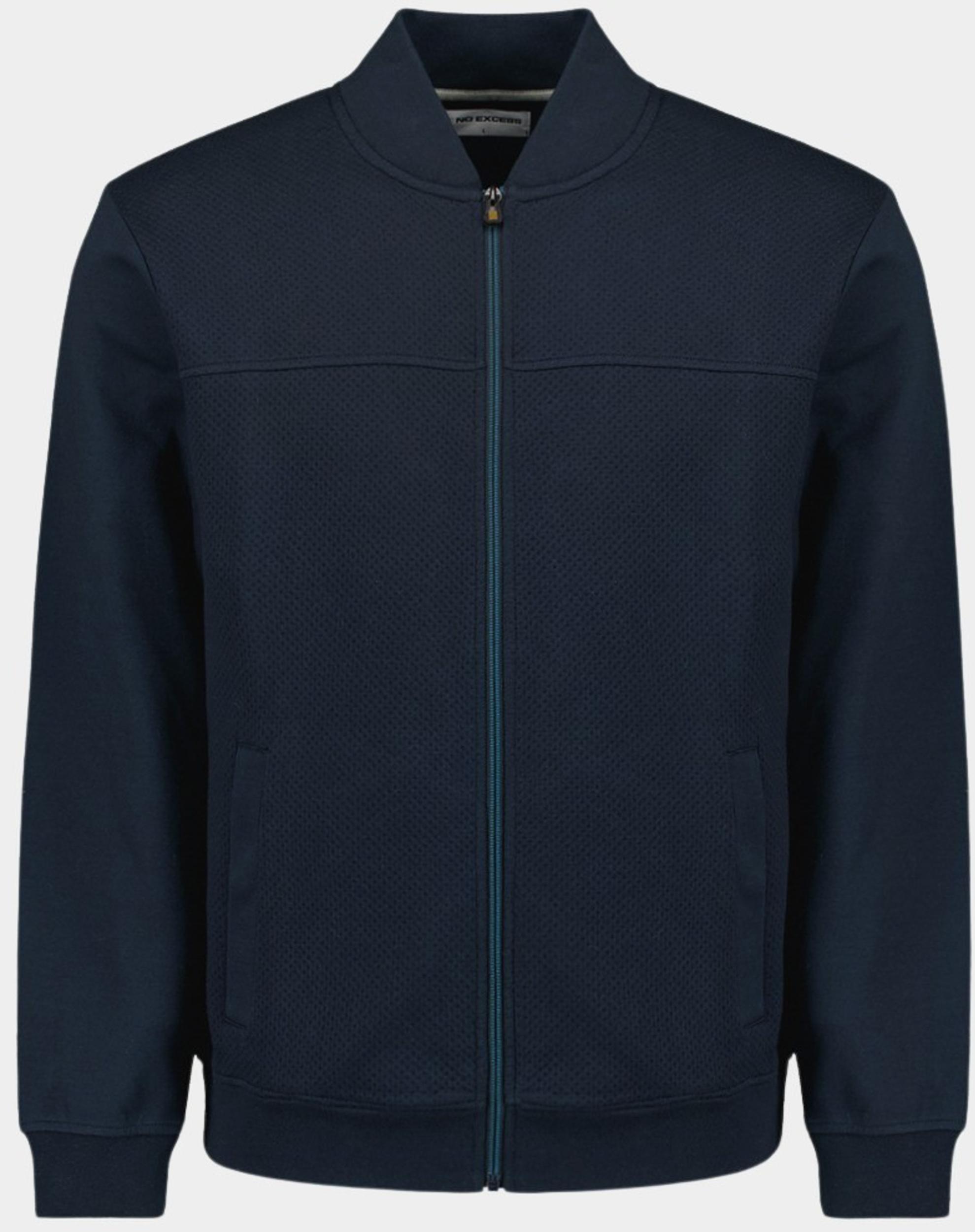 No Excess Vest Blauw Sweater Full Zipper Jacquard 27100119/096