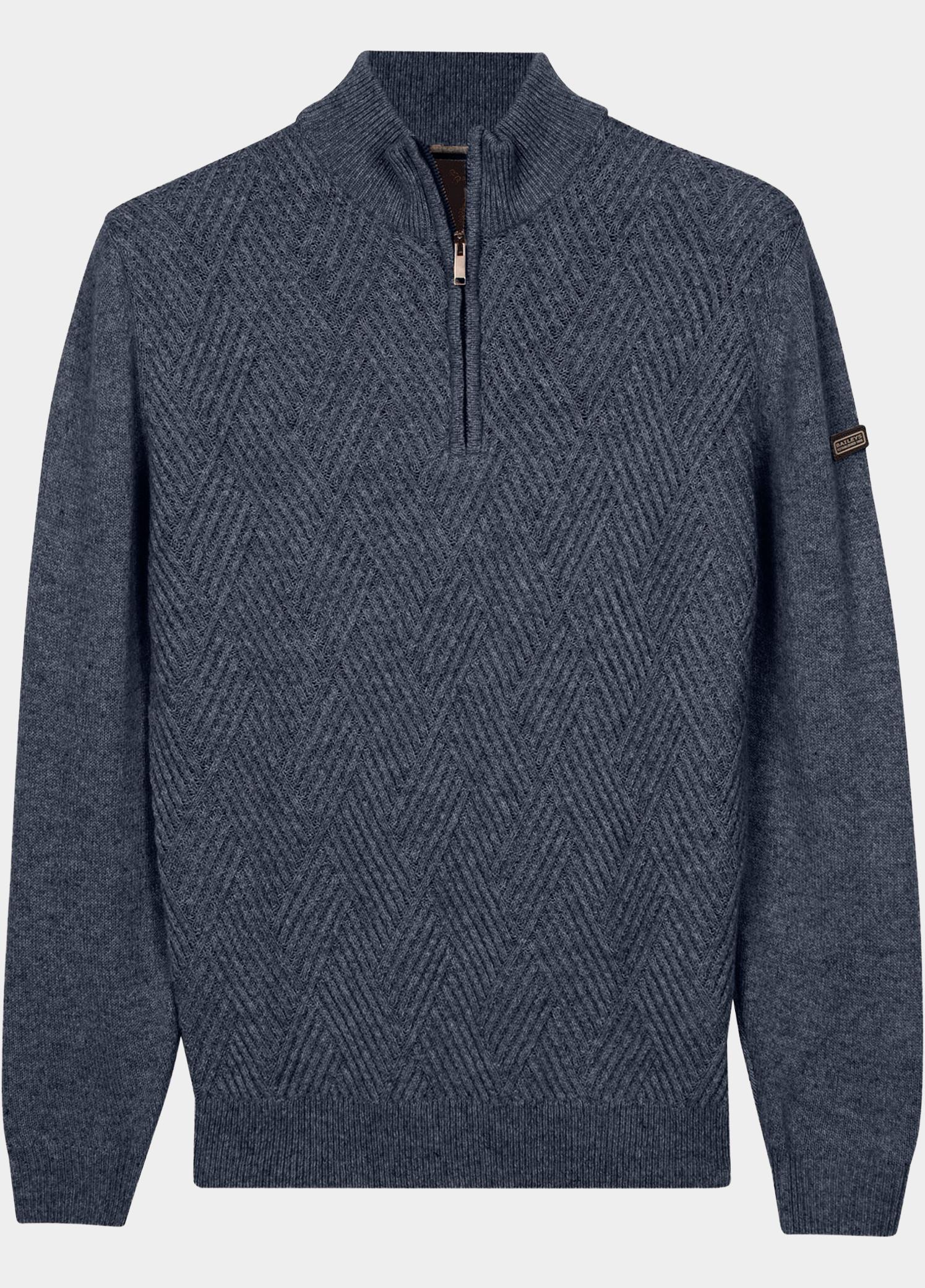 Baileys Half Zip Blauw Front Body Structure Knit 628406/675