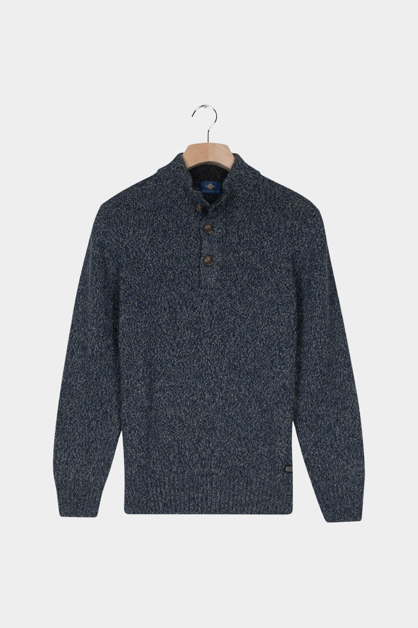 Baileys Half Zip Blauw Pullover placket buttons  5gg 528492/679