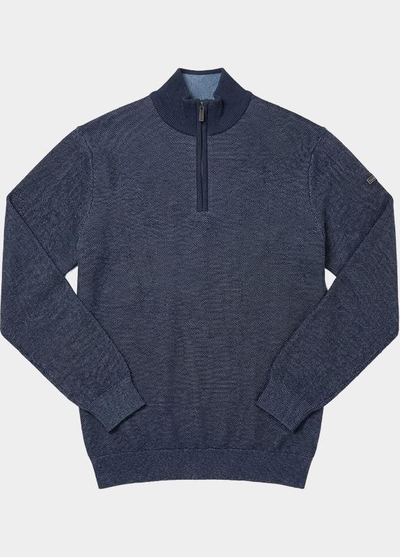 Baileys Half Zip Blauw Pullover 1/2 zip  2-tone Jacq 618450/69