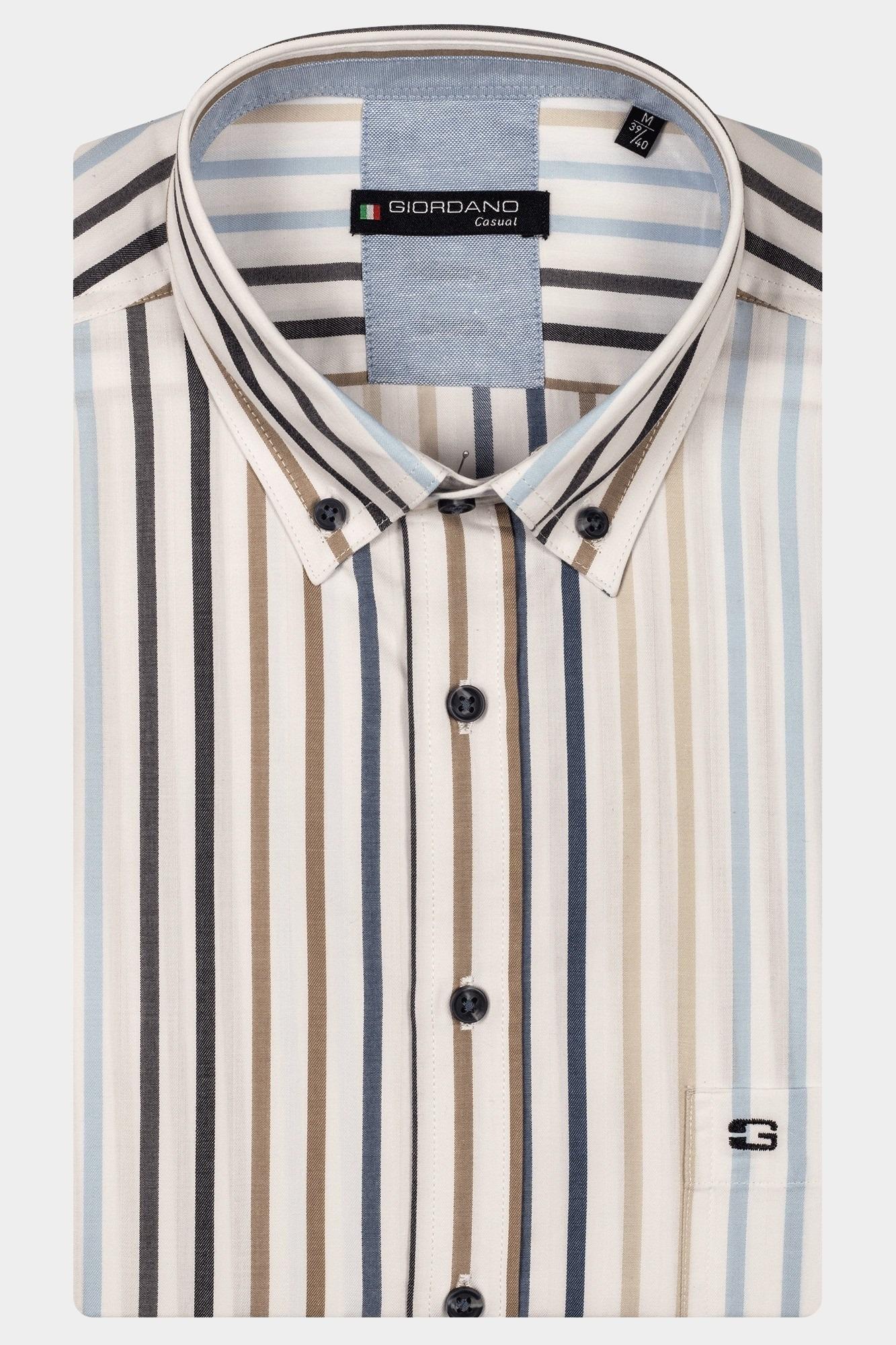 Giordano Casual hemd korte mouw Blauw League short sleeve button do 516111/60