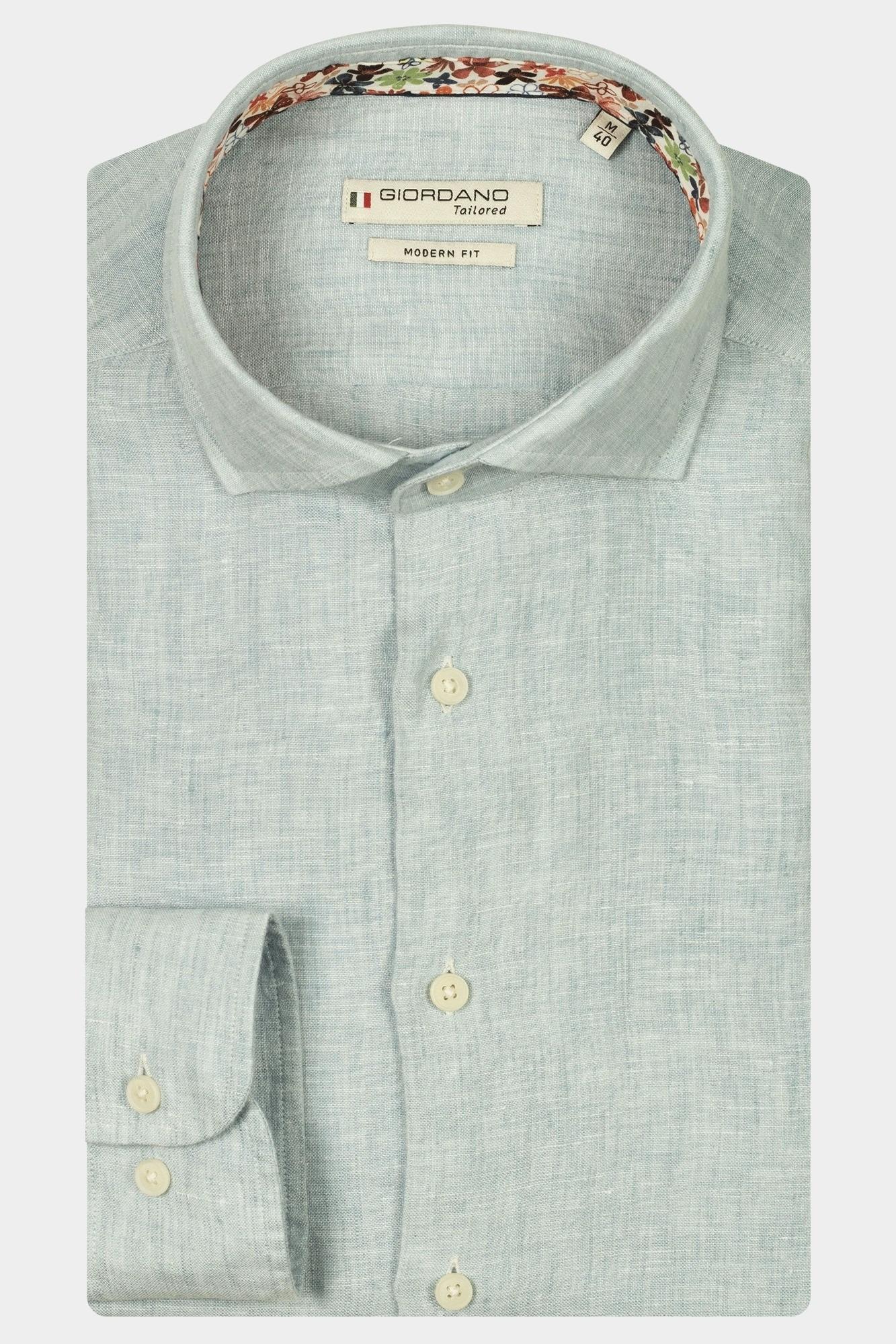 Giordano Casual hemd lange mouw Blauw Row Long sleeve cutaway soft 517800/61