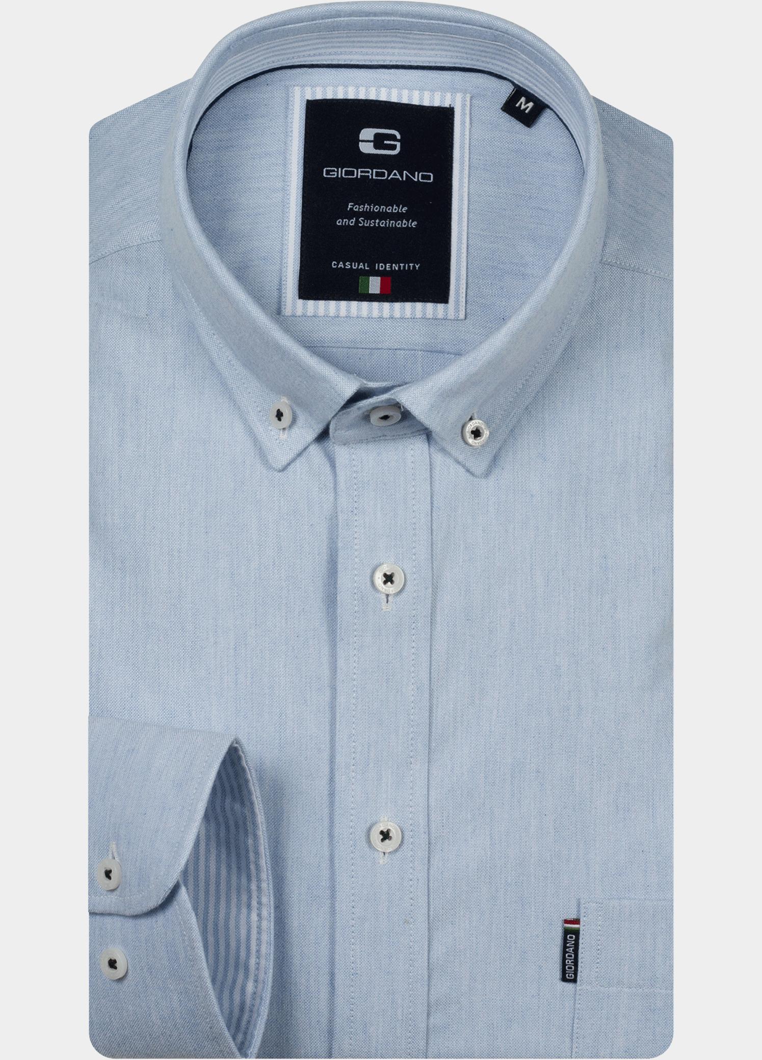Giordano Overhemd heren Blauw Dino Peached Oxford 627111/61