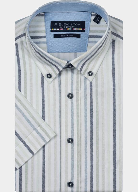 R.B. Boston overhemd korte mouw heren Groen Marshall SS Button Down 616670/76