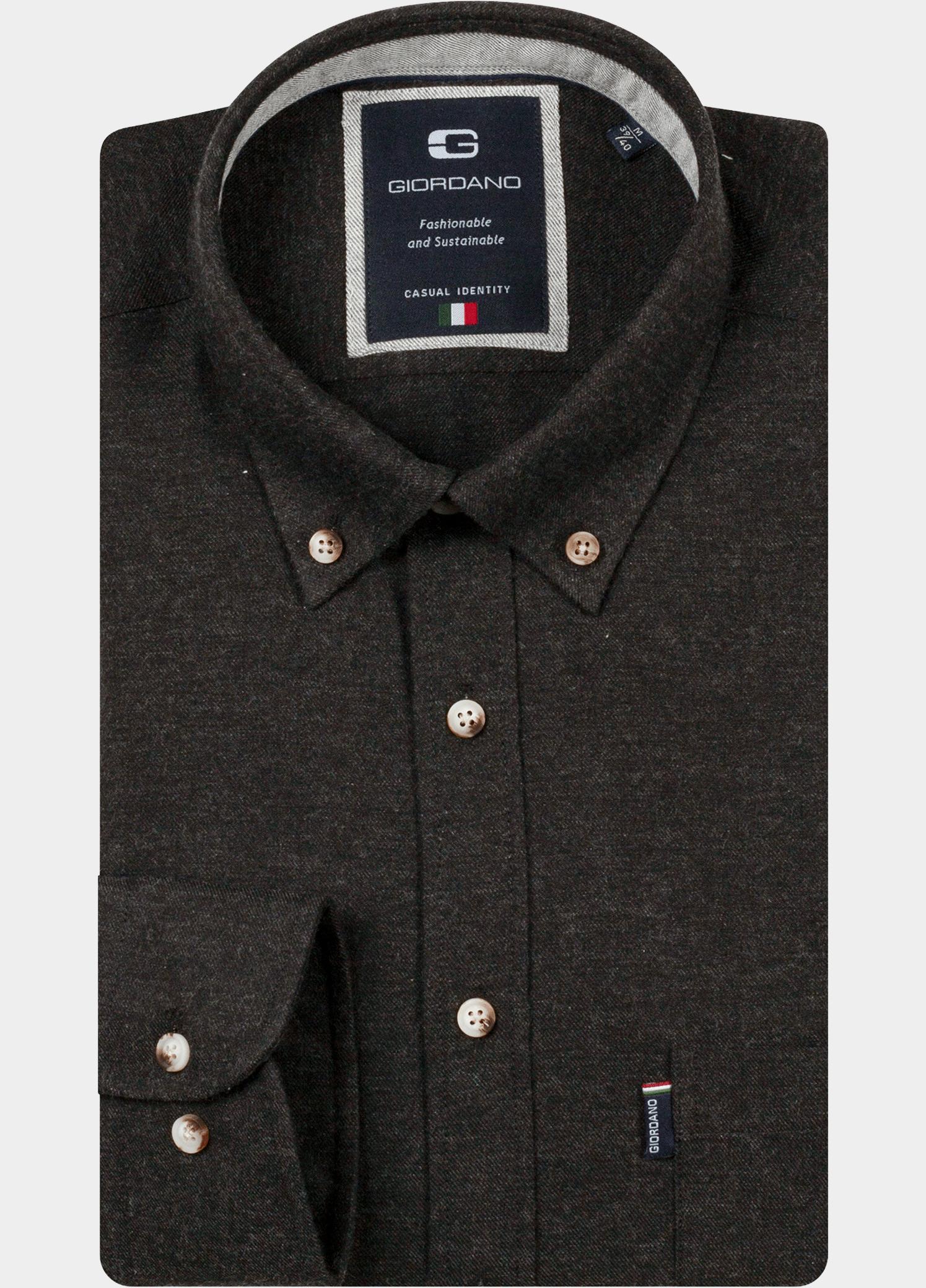 Giordano Overhemd heren Grijs Dino Wooltouch melange flanel 627005/91