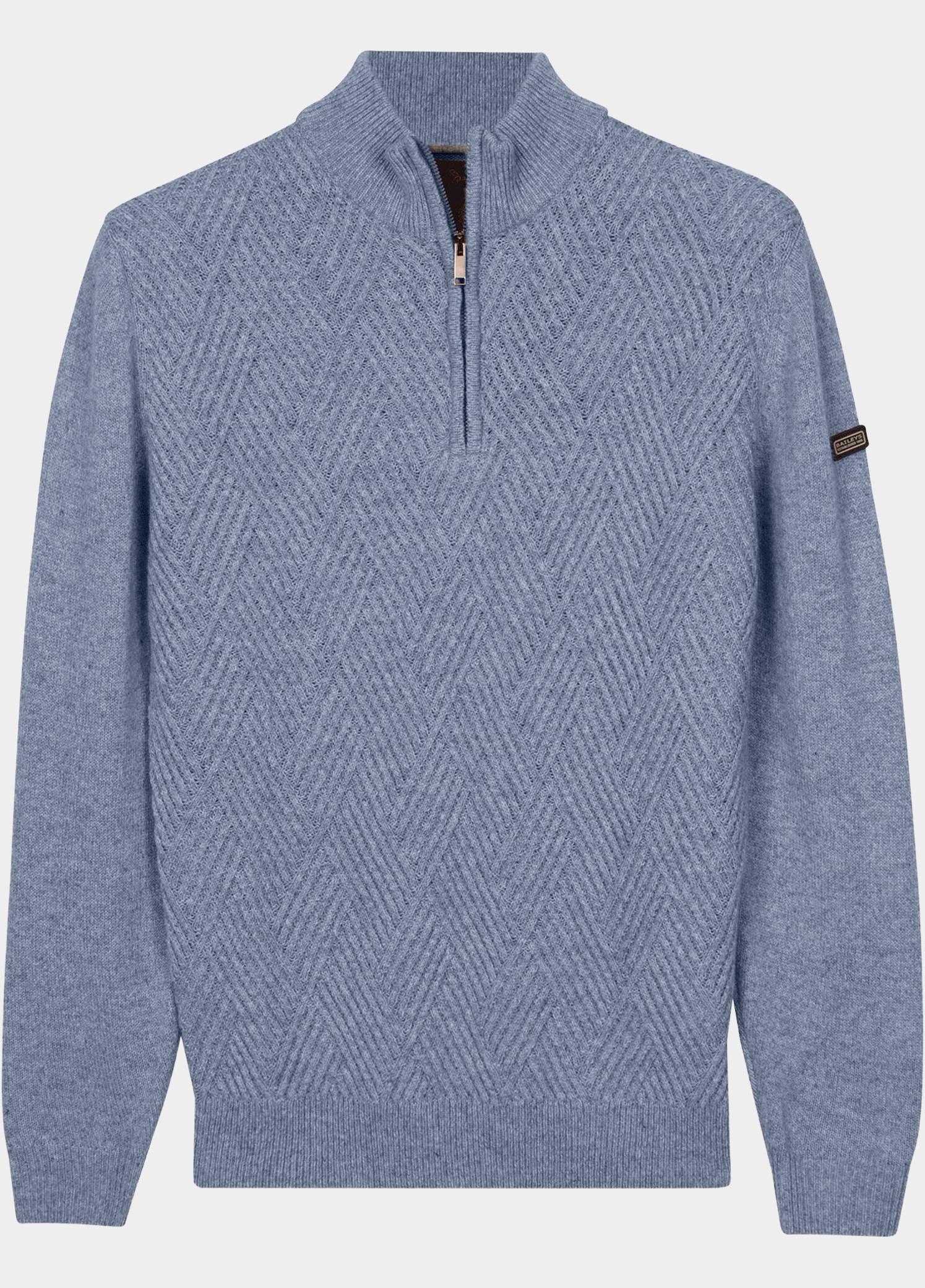 Baileys Half Zip Blauw Front Body Structure Knit 628406/615
