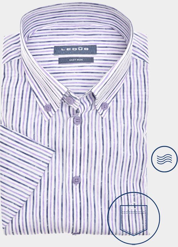 Ledub Business hemd korte mouw Paars  0142411/750-000-000