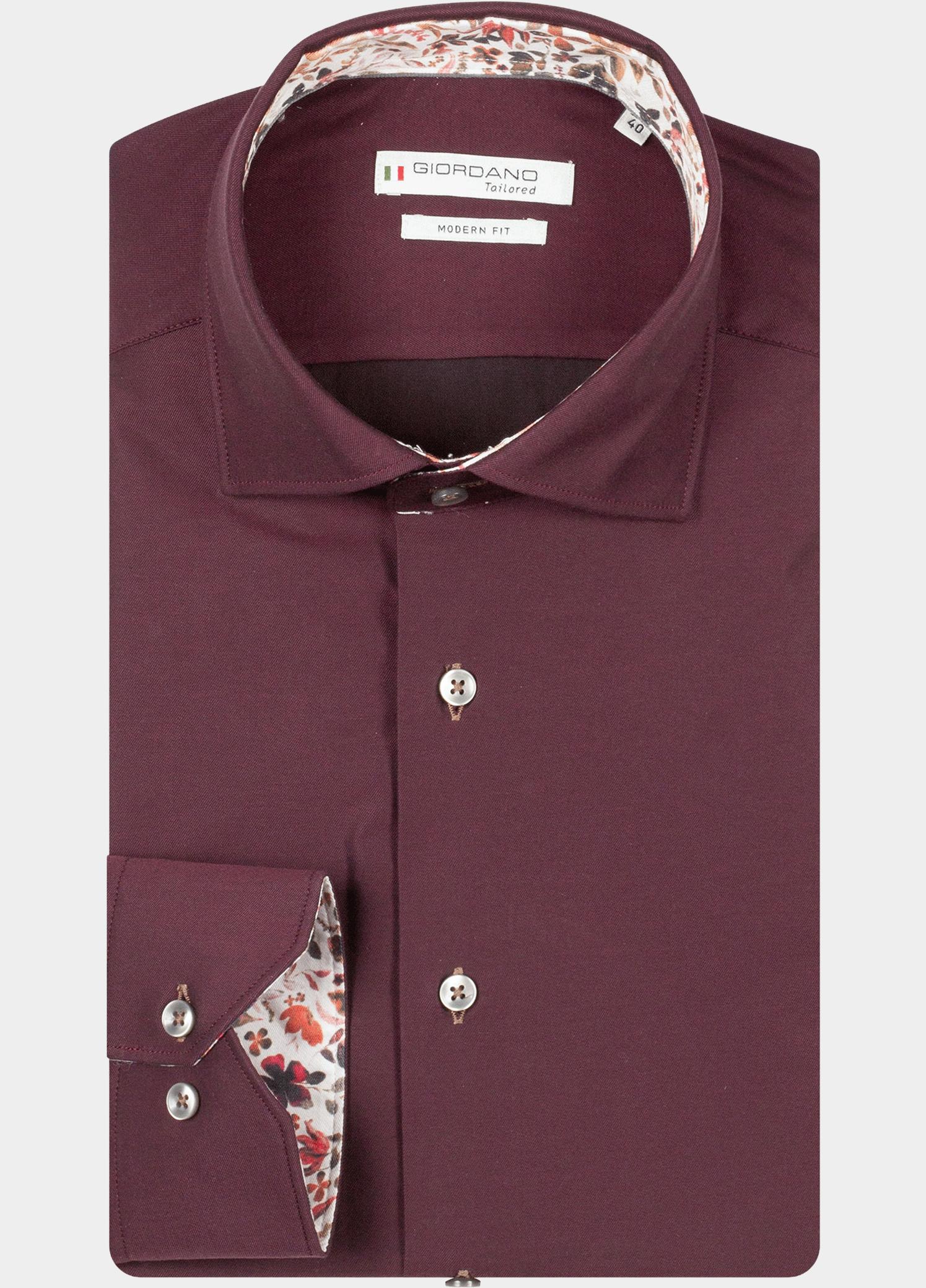 Giordano Overhemd heren Rood Locarno long sleeve semi cuta 527877/30