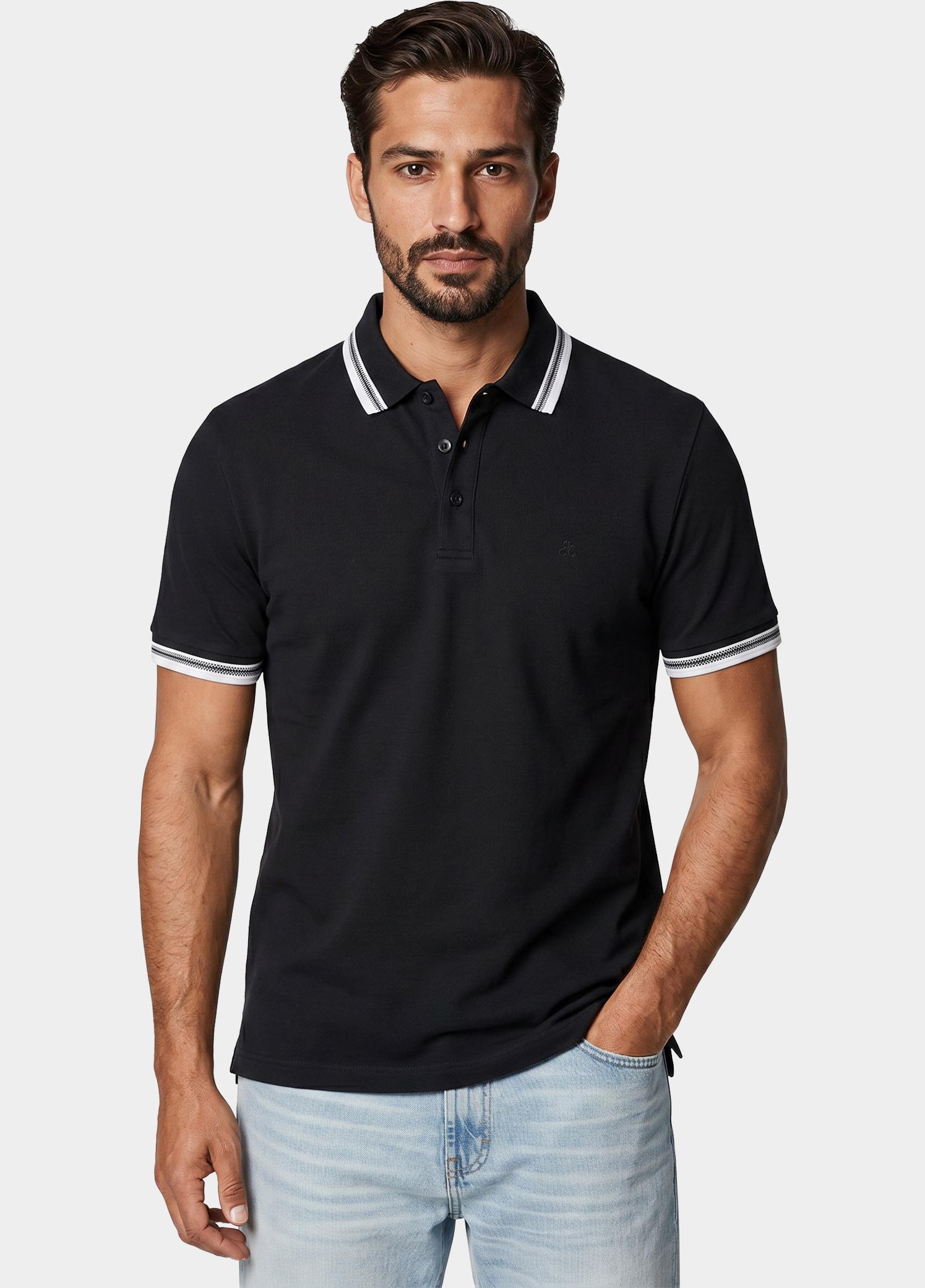 Scotland Blue Polo heren Zwart Brick Polo Plain Contrast Col SPE25108BR06SB/990 black