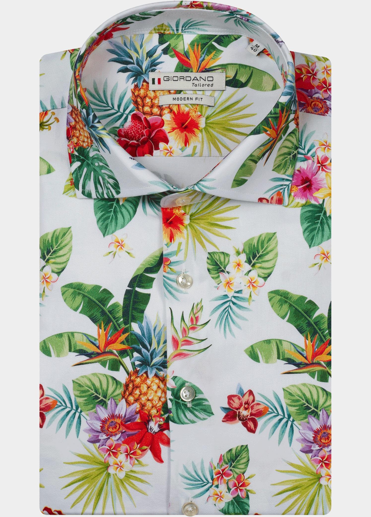 Giordano overhemd korte mouw heren Groen Lago Short Sleeve Semi Cutawa 616890/70