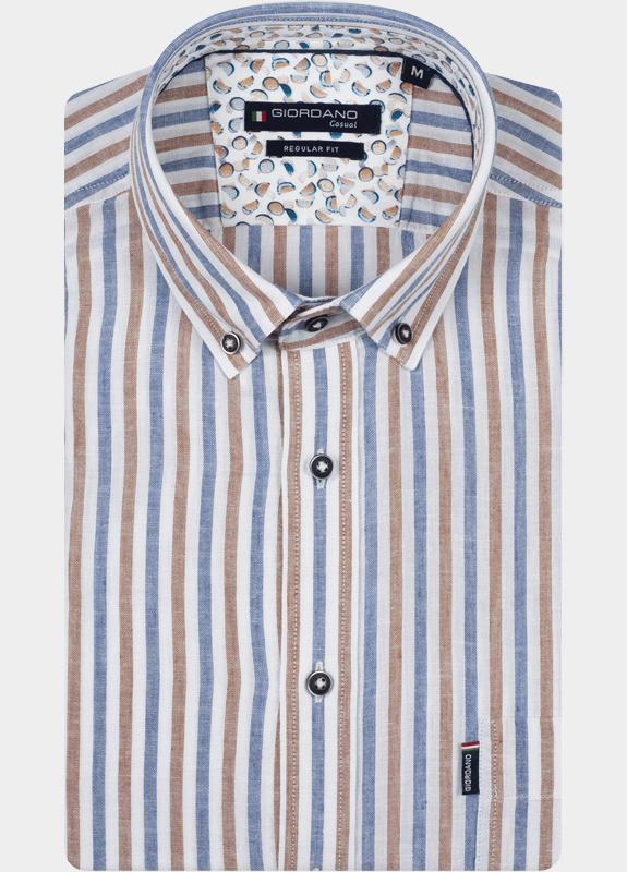 Giordano overhemd korte mouw heren Bruin League Short Sleeve Button Do 616114/80