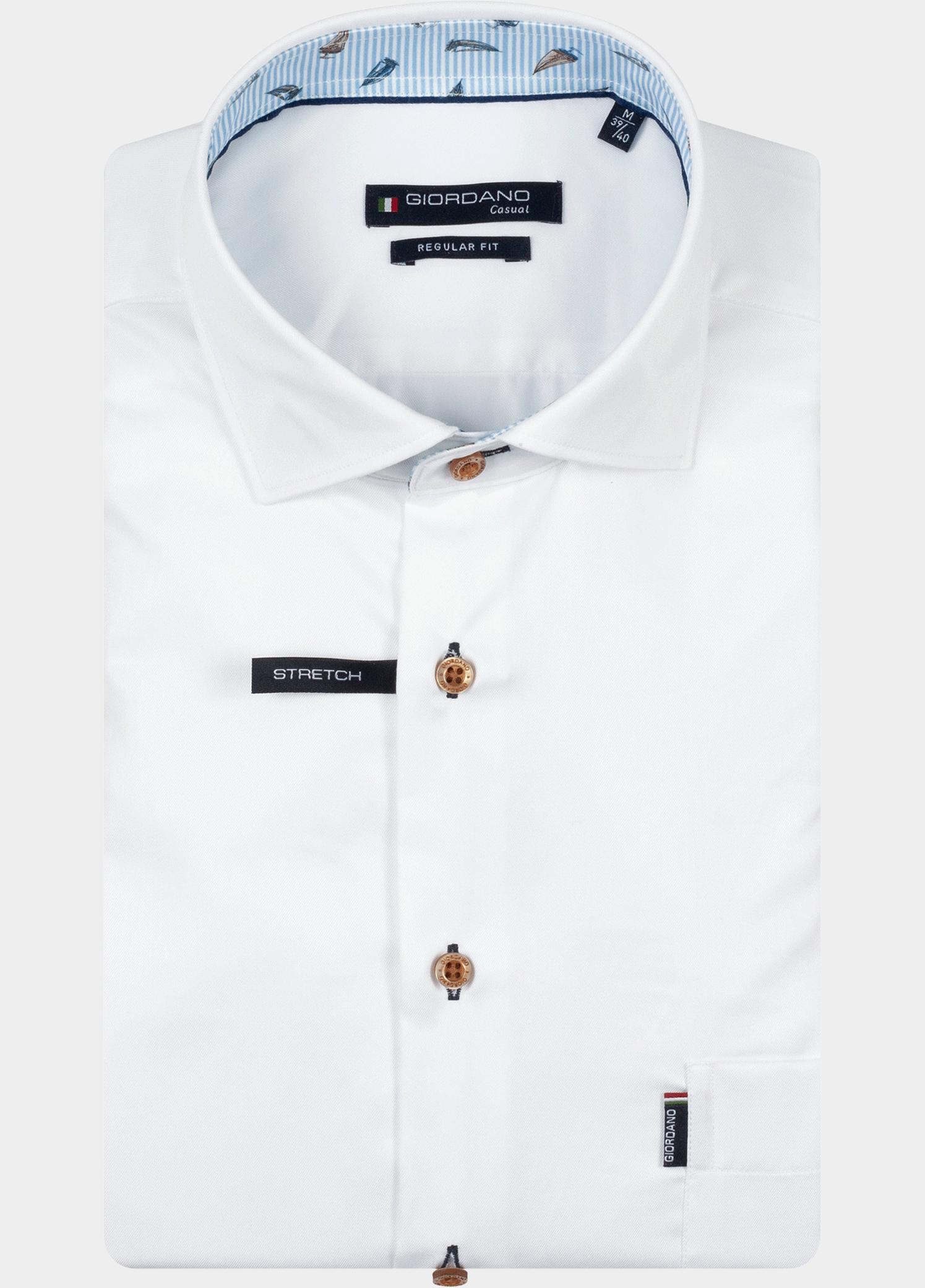 Giordano overhemd korte mouw heren Wit Genoa Short Sleeve Semi Cutaw 616042/10