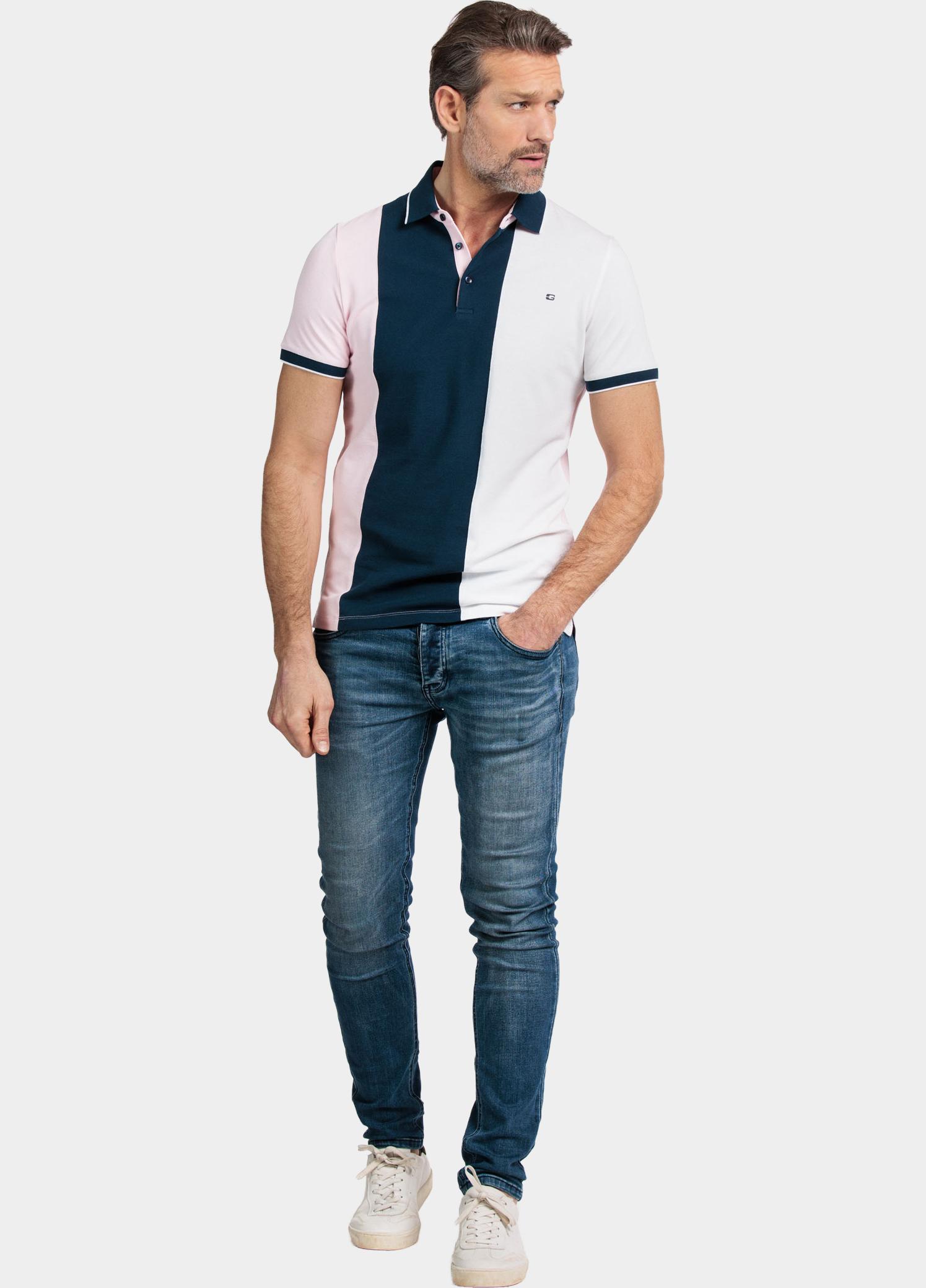 Giordano Polo heren Roze Colourblock Polo SS Pique Sol 416590/50