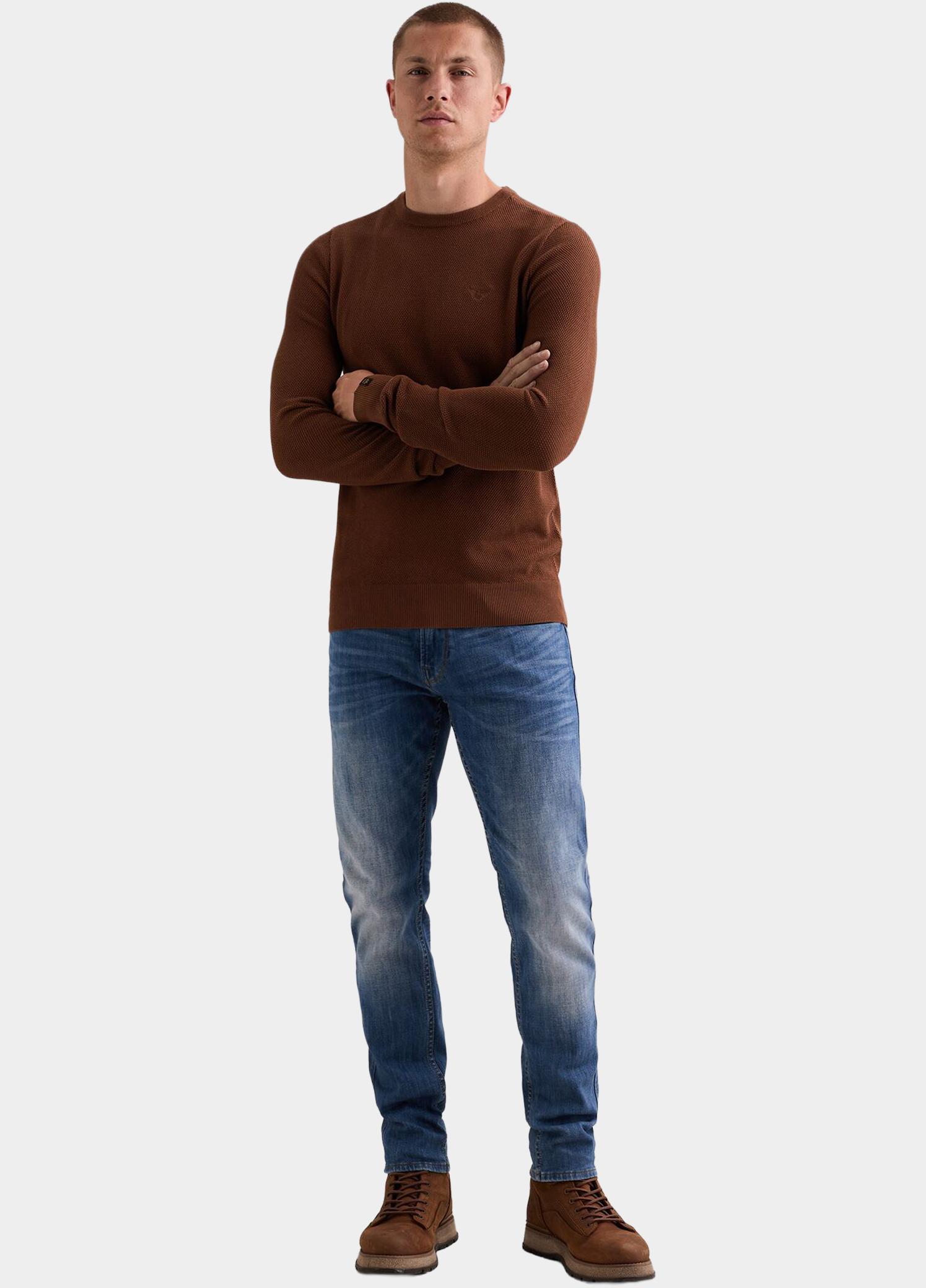 PME Legend Pullover heren Bruin R-neck cotton modal PKW2608324/8187